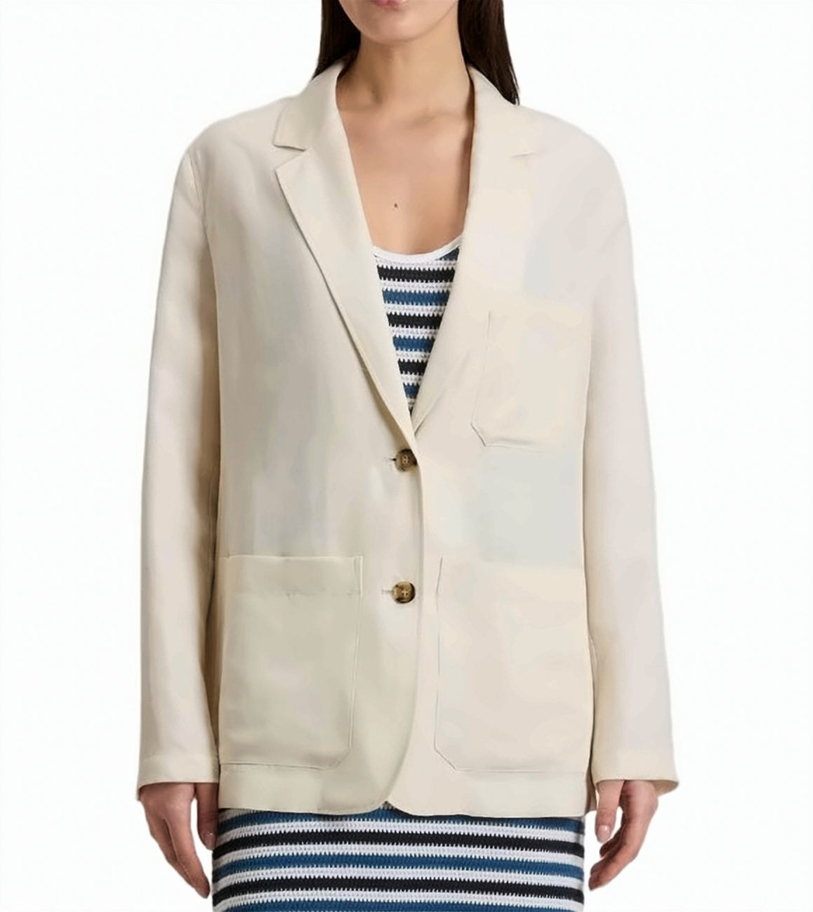 Linen Blend Notch Lapels Single Blazer
