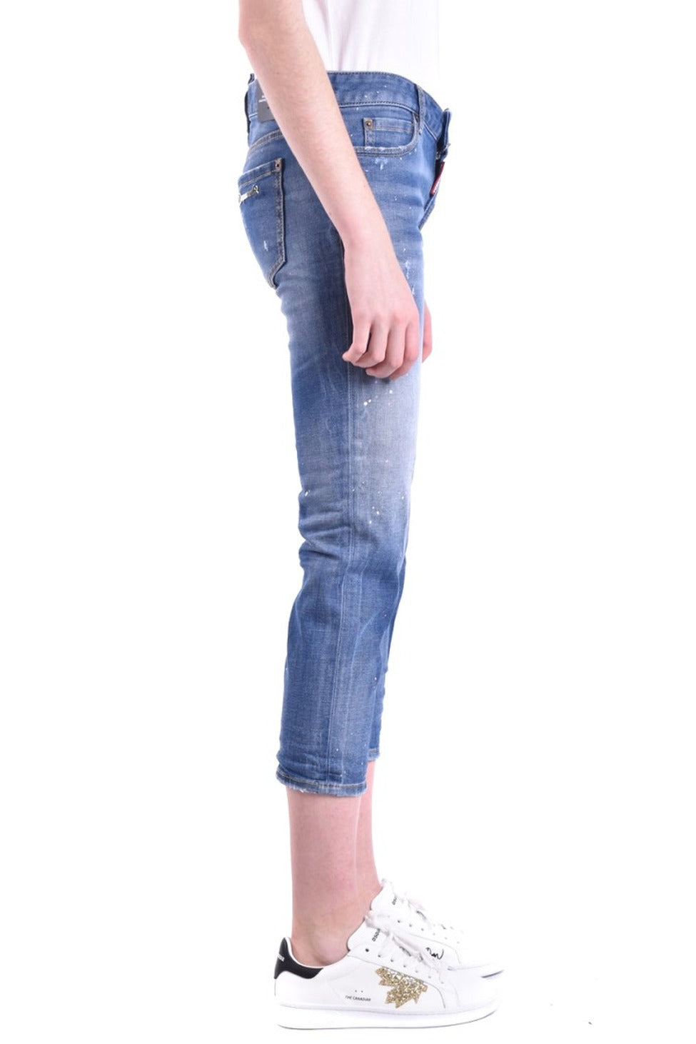 Distressed Denim Cropped Jeans