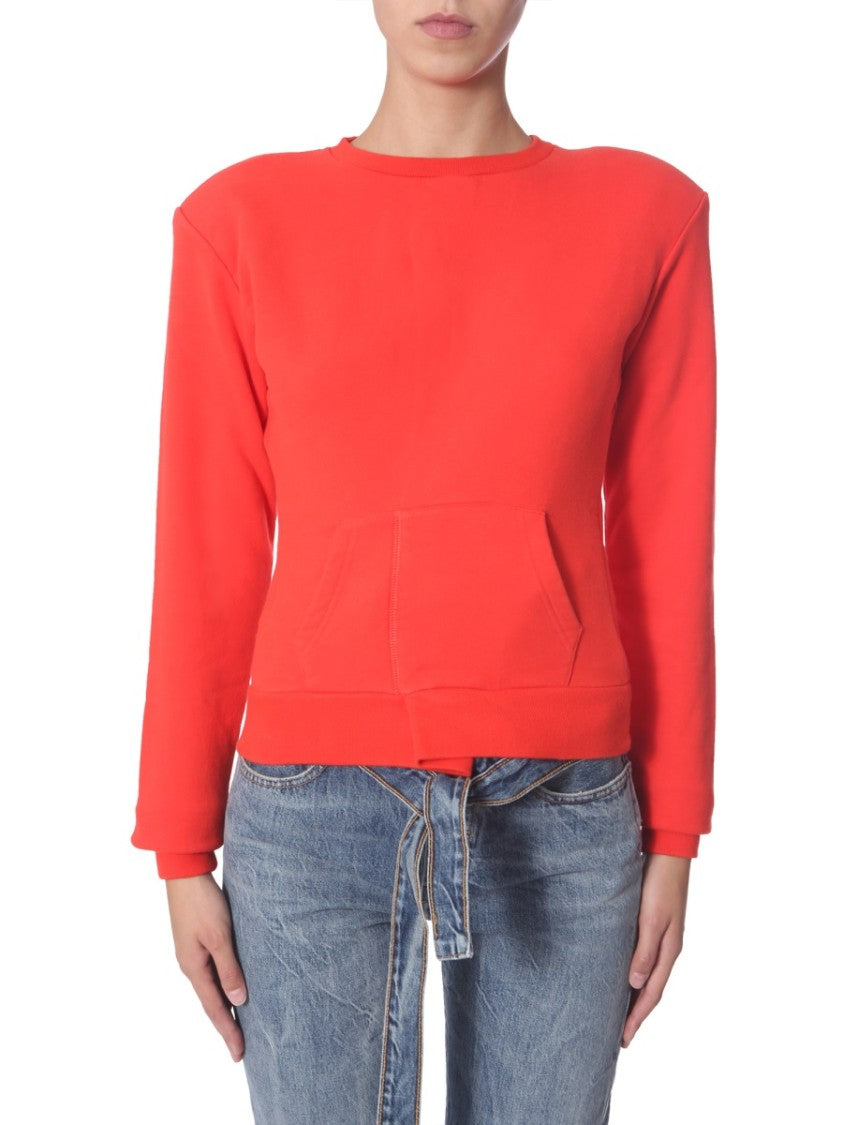 Asymmetrical Red Crew Neck Sweatshirt