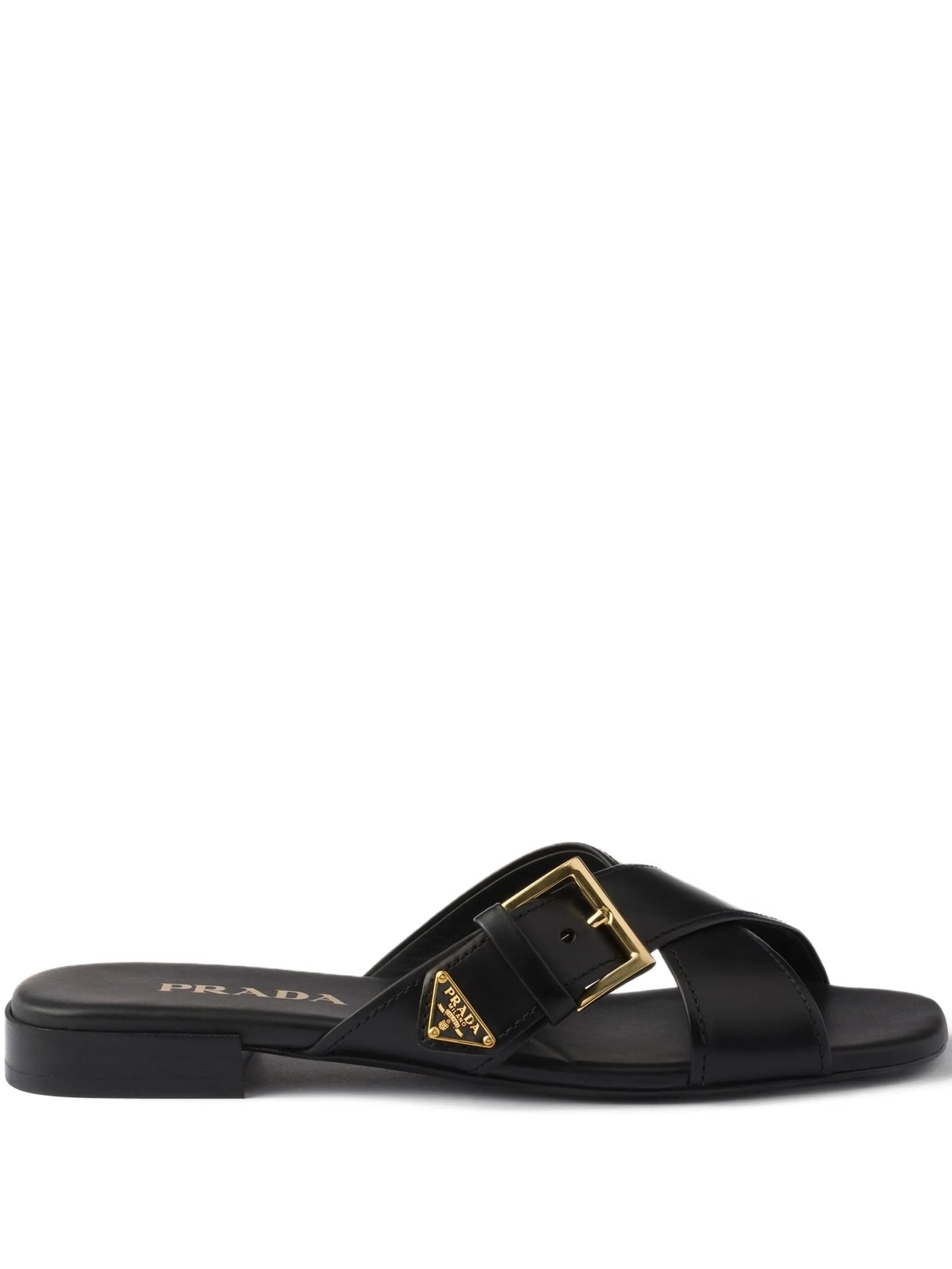Flat Slide Sandals with Crisscross Straps