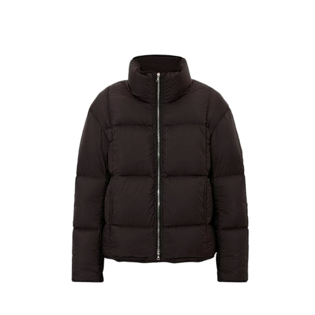 Quilted High Collar Padded Jacket With Front Zipper Closure