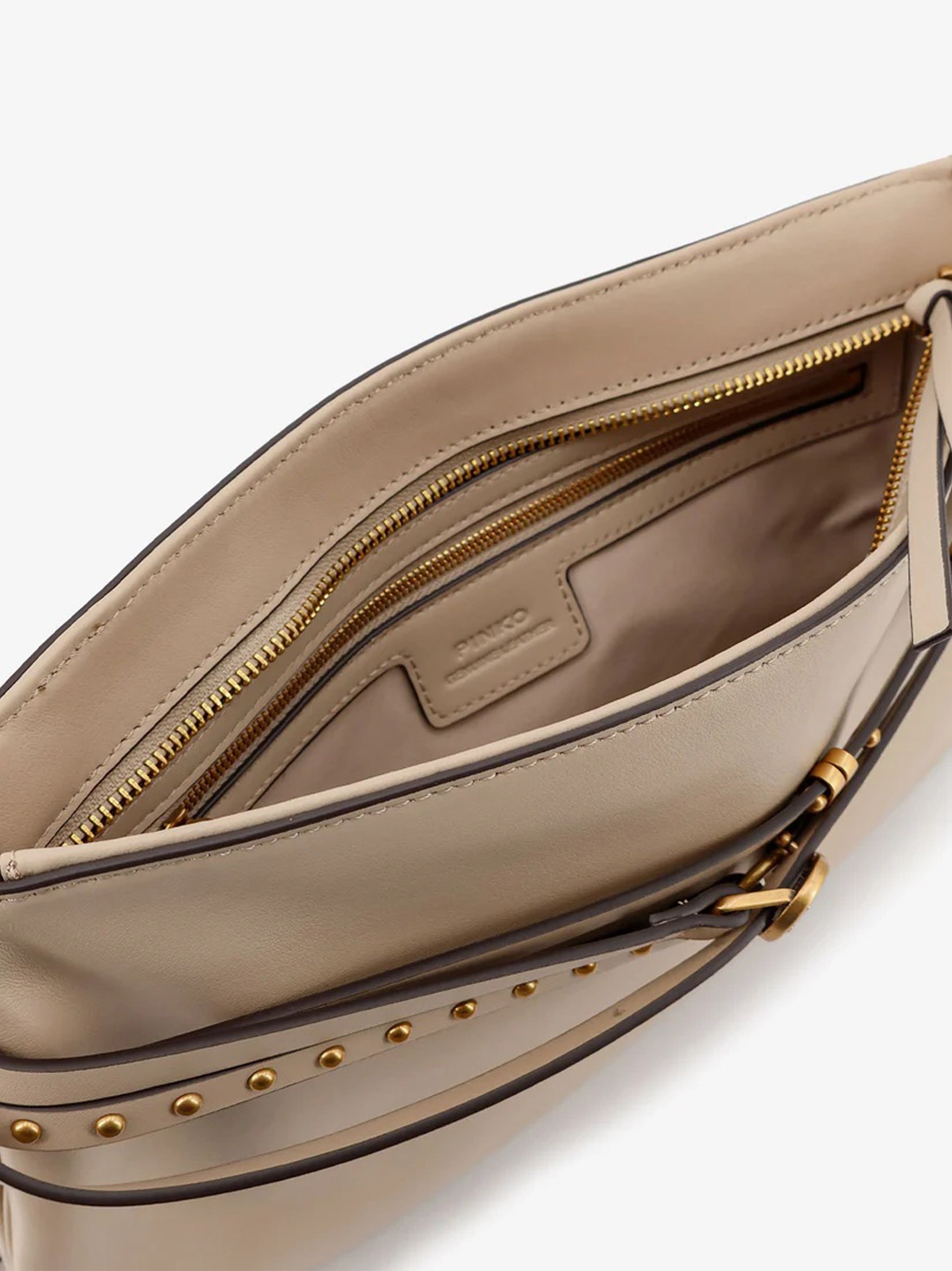 Neutral Mini Structured Studded Shoulder Bag