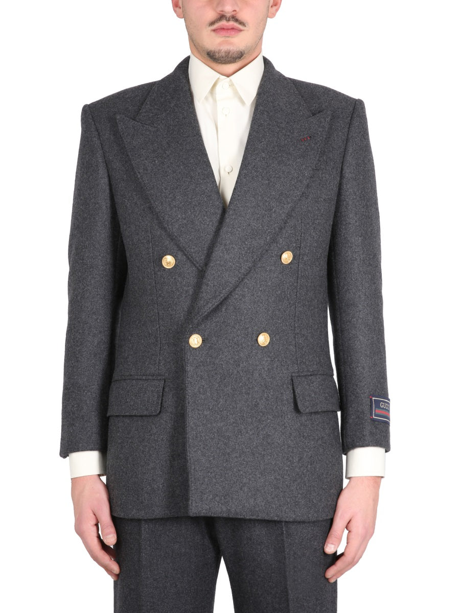 Double-Coat Jacket with Lance Lapels in Cashmere-Wool Blend
