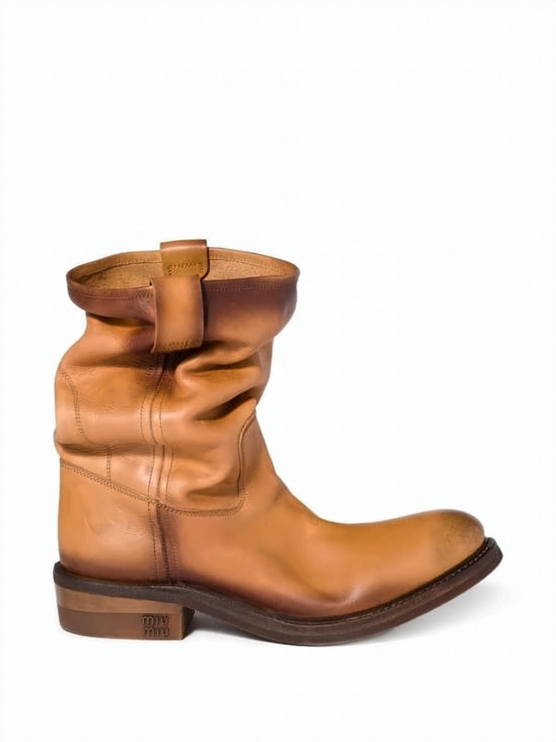 Black Mid-Calf Slouchy Leather Boots