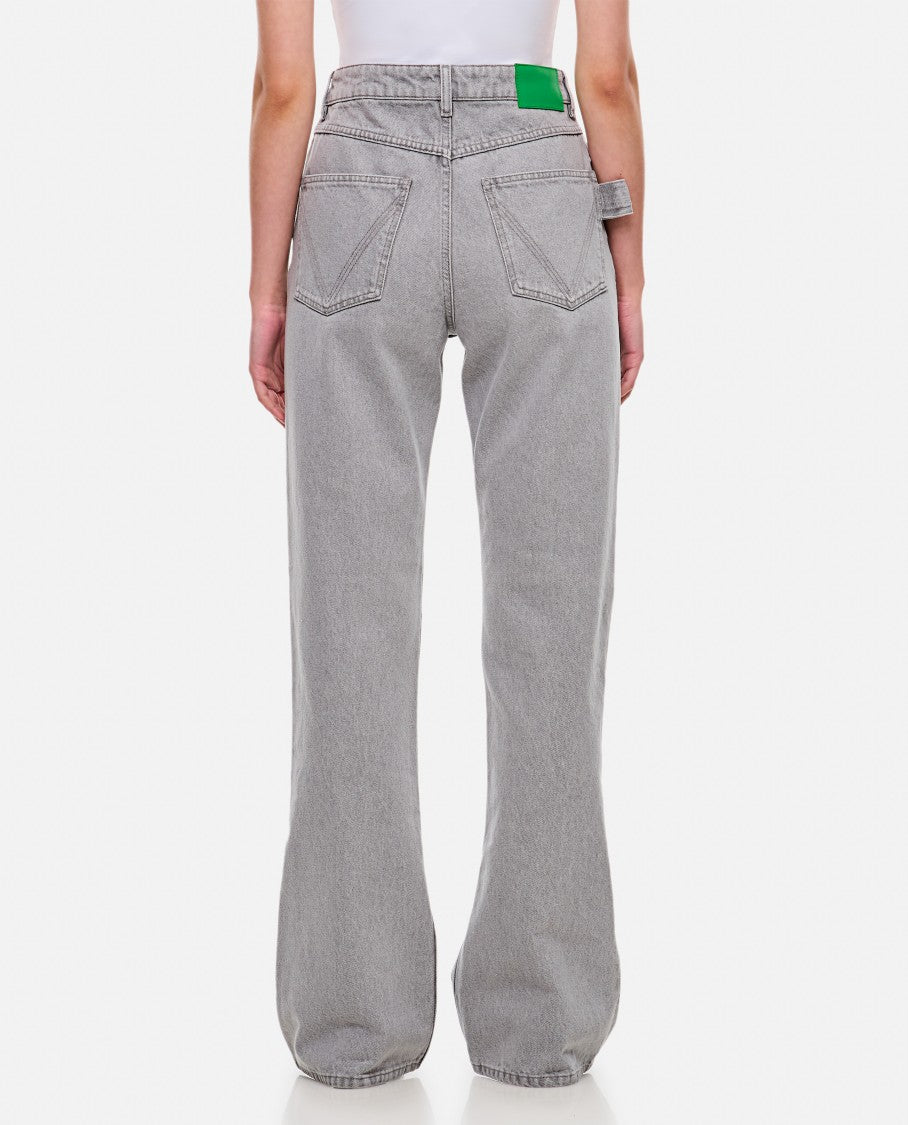 Light Grey Washed Flared Denim Pants