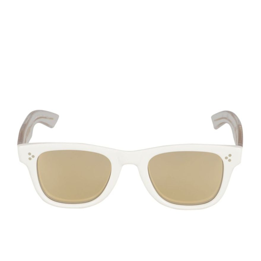 Voyager 23 Translucent White Rectangular Sunglasses with Gold Accents