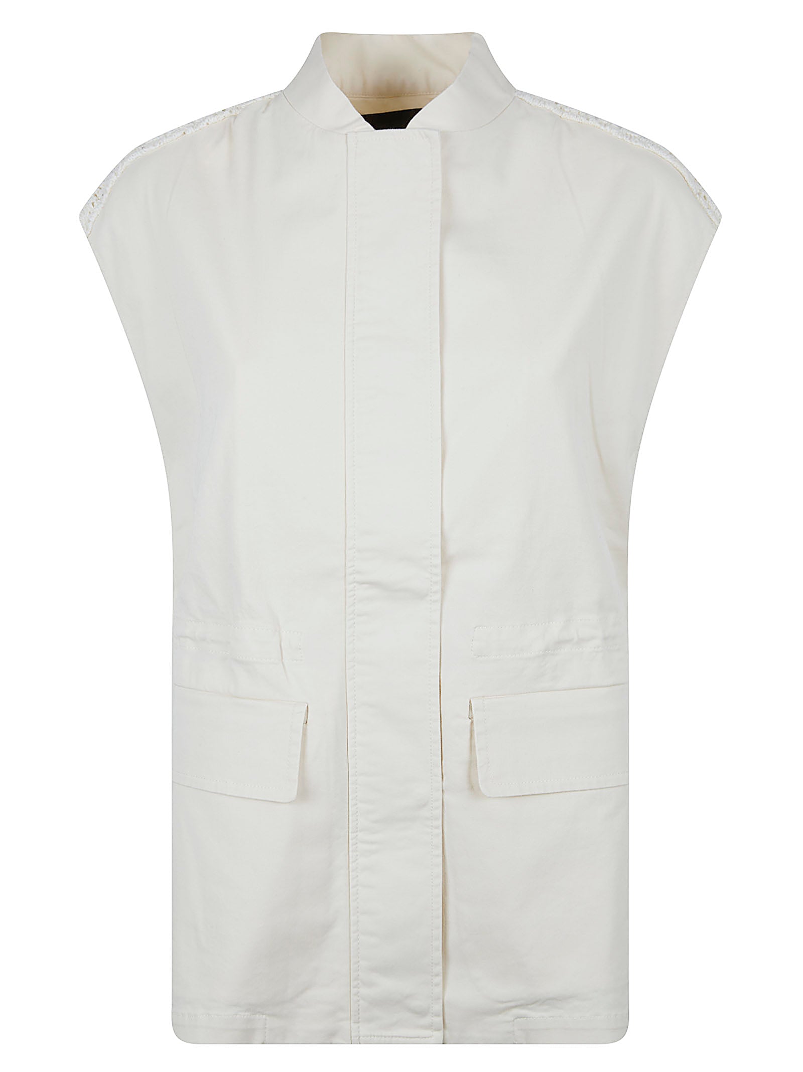 Asymmetrical Cotton Gabardine Gilet