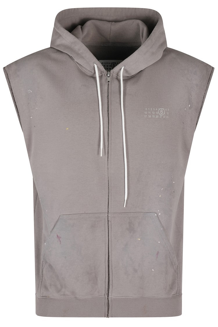 Sleeveless Vintage Effect Sweat Jacket