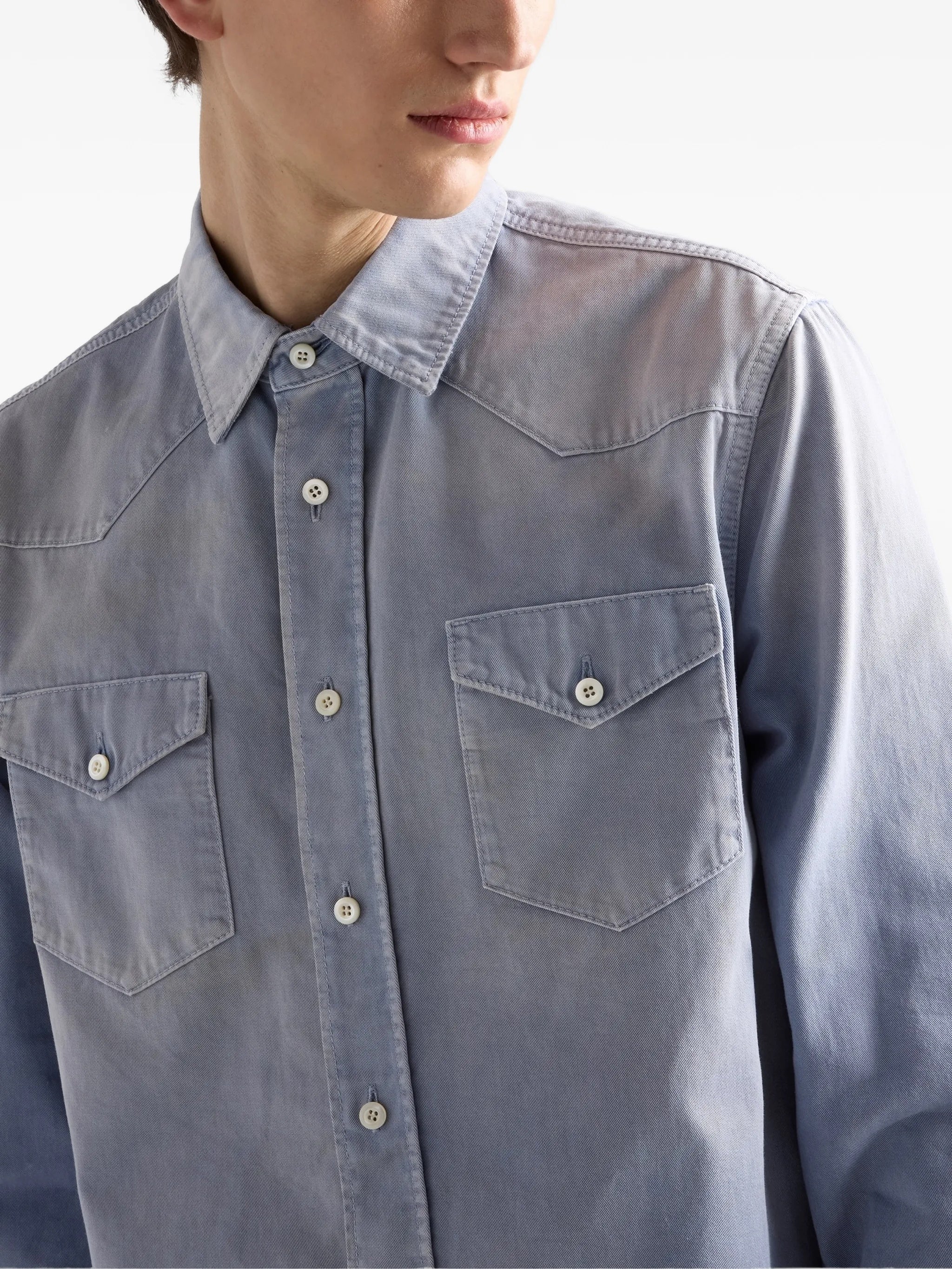 Light Blue Long-Sleeve Fabric Shirt