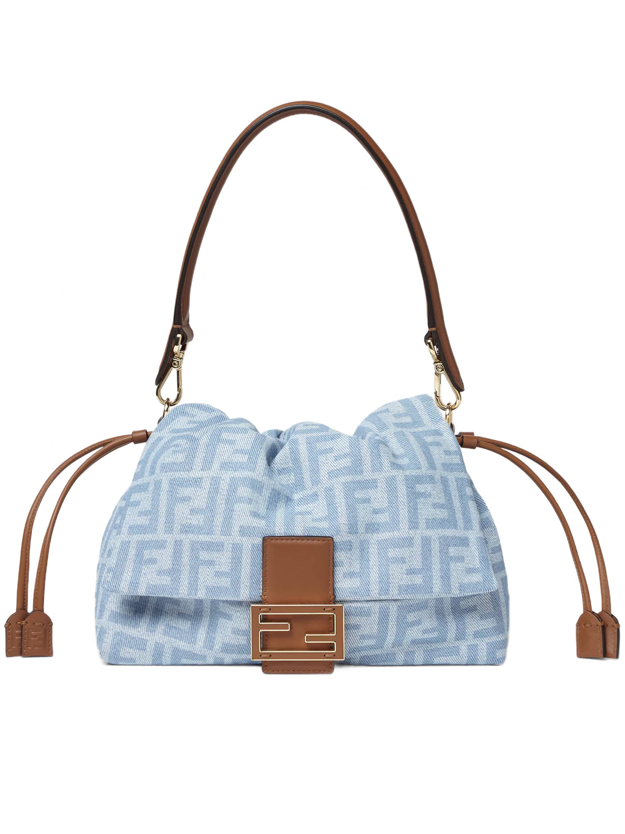 Soft Slouchy Baguette Bag with Monogram Pattern and Gold-tone Clasp