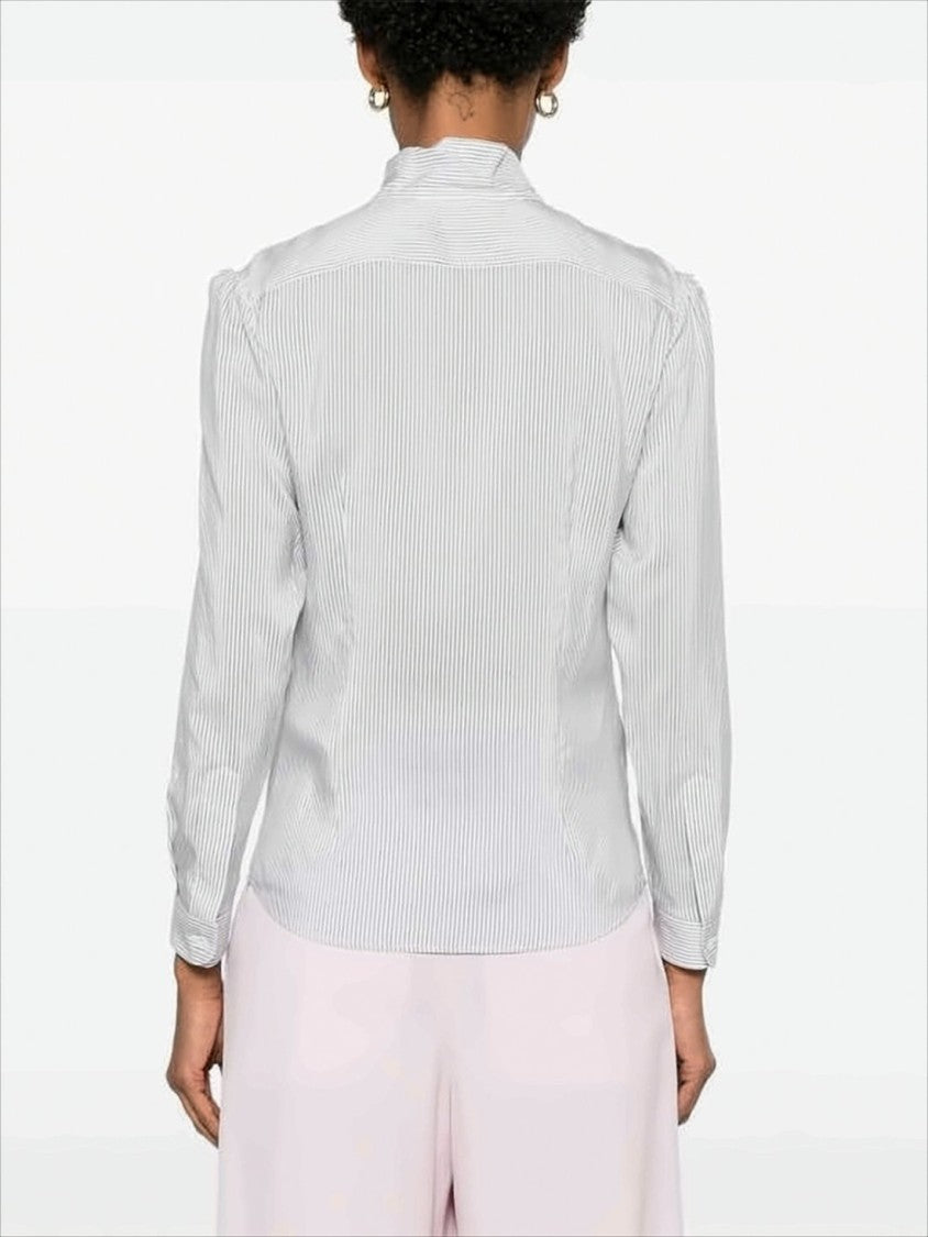 Silk Blouse with Vertical Pinstripe