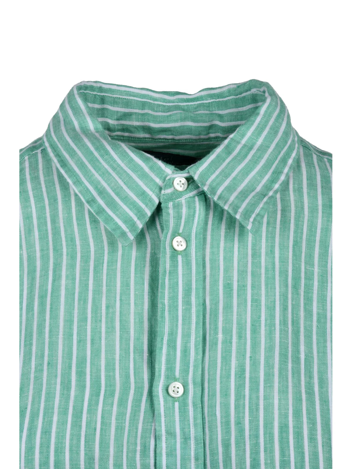 Linen Shirt Oversize Green/White