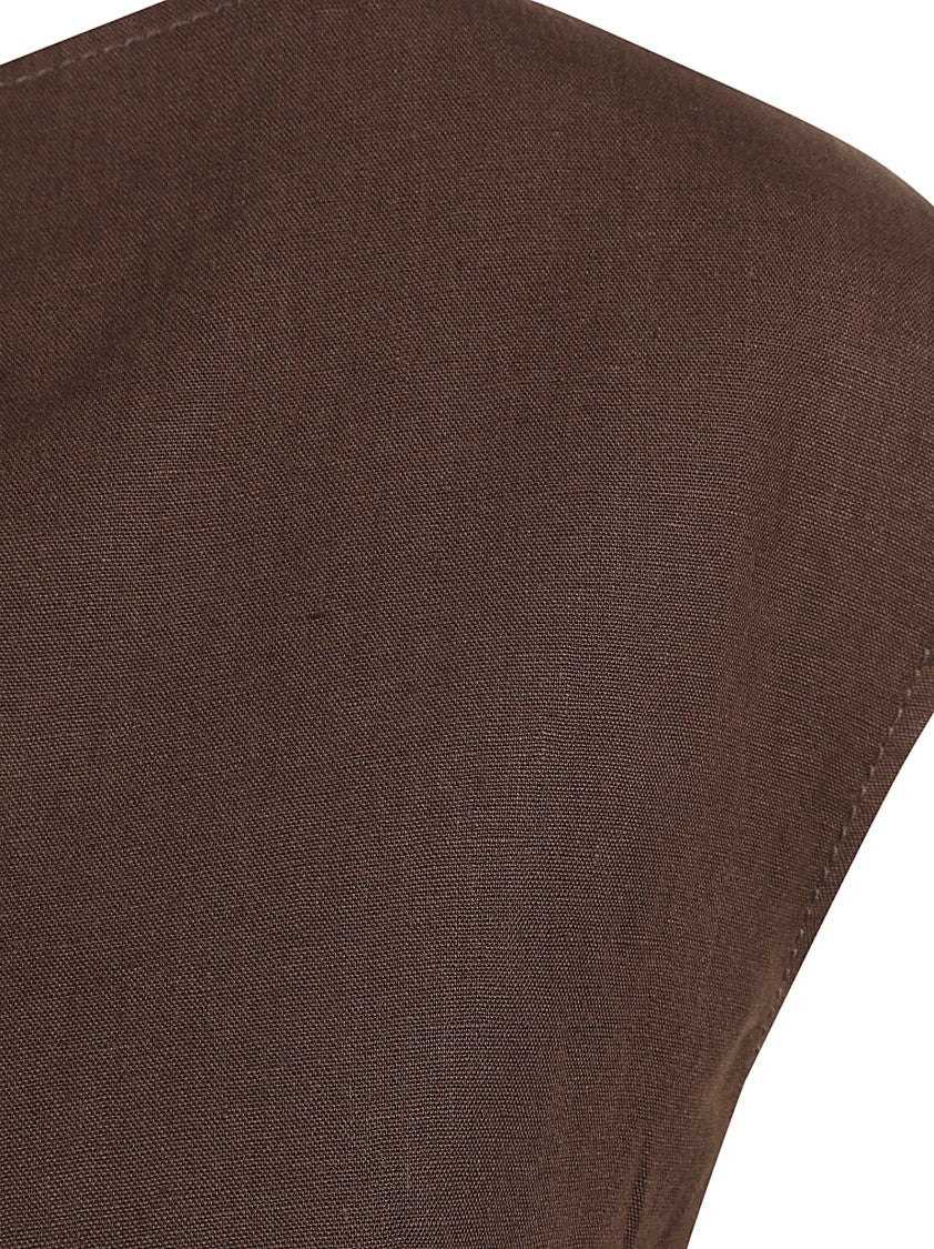 V-Neck Linen Dress With Cap Sleeves