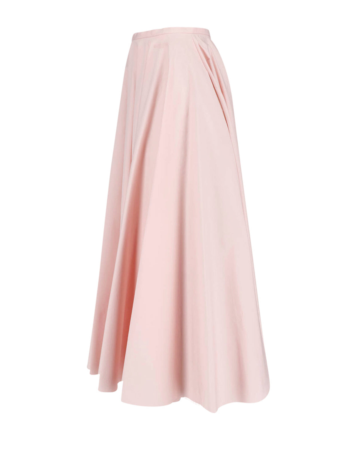 Pink Pleated Poplin Logo Maxi Skirt
