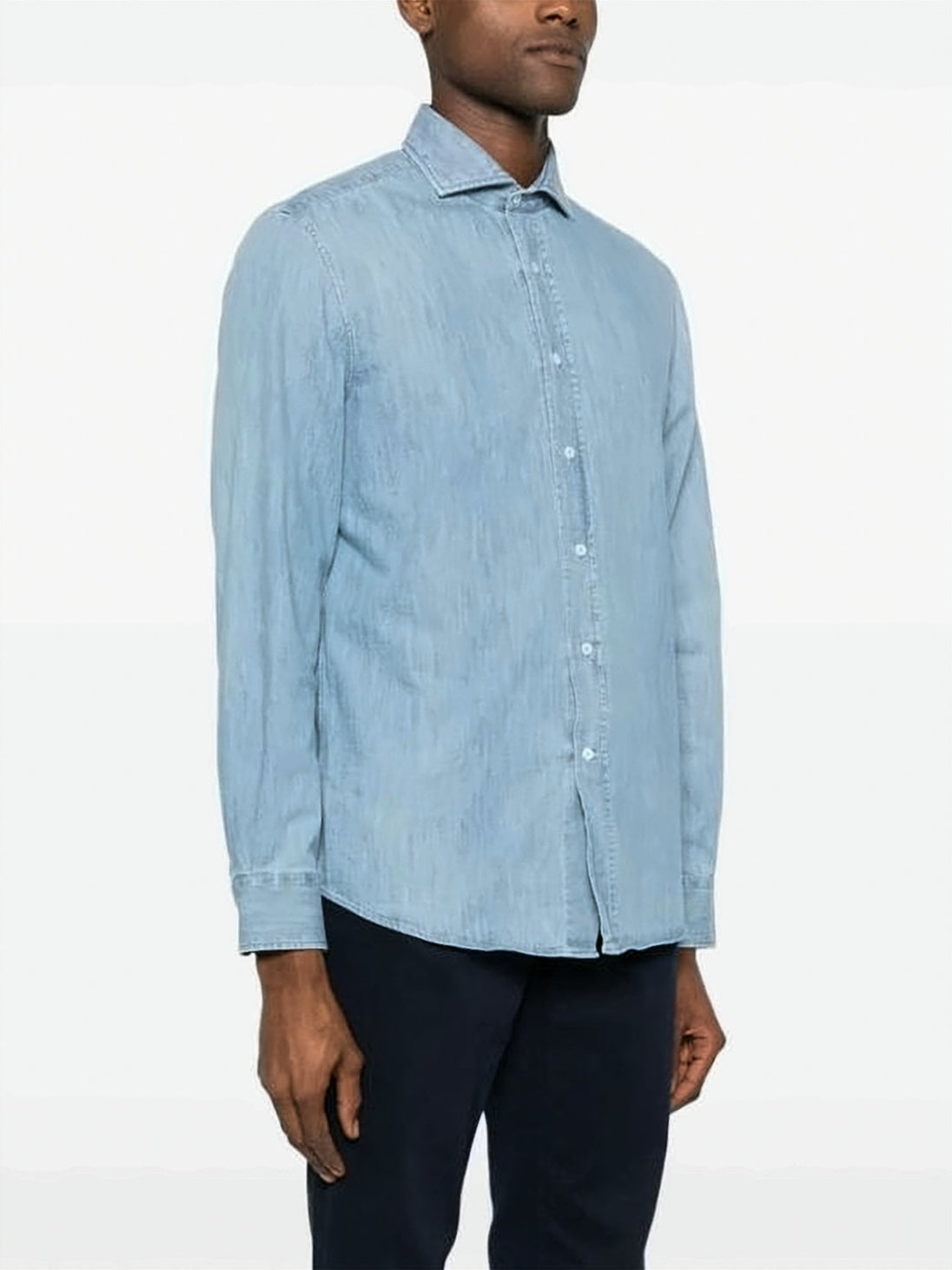 Lightweight Denim Shirt with French Collar