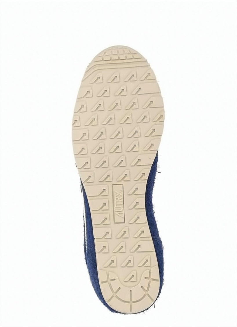 Deep Blue Suede Sneakers with Cream Leather Accents