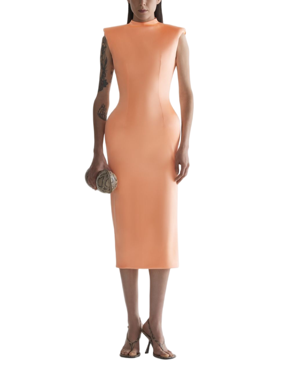 Midi Dress with Sculptural Shoulders