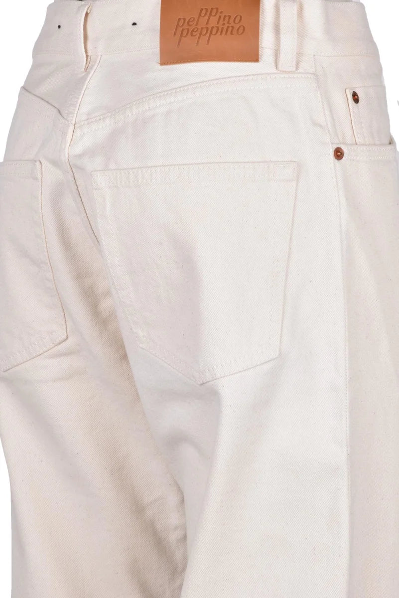 High-Waisted Jeans - Beige