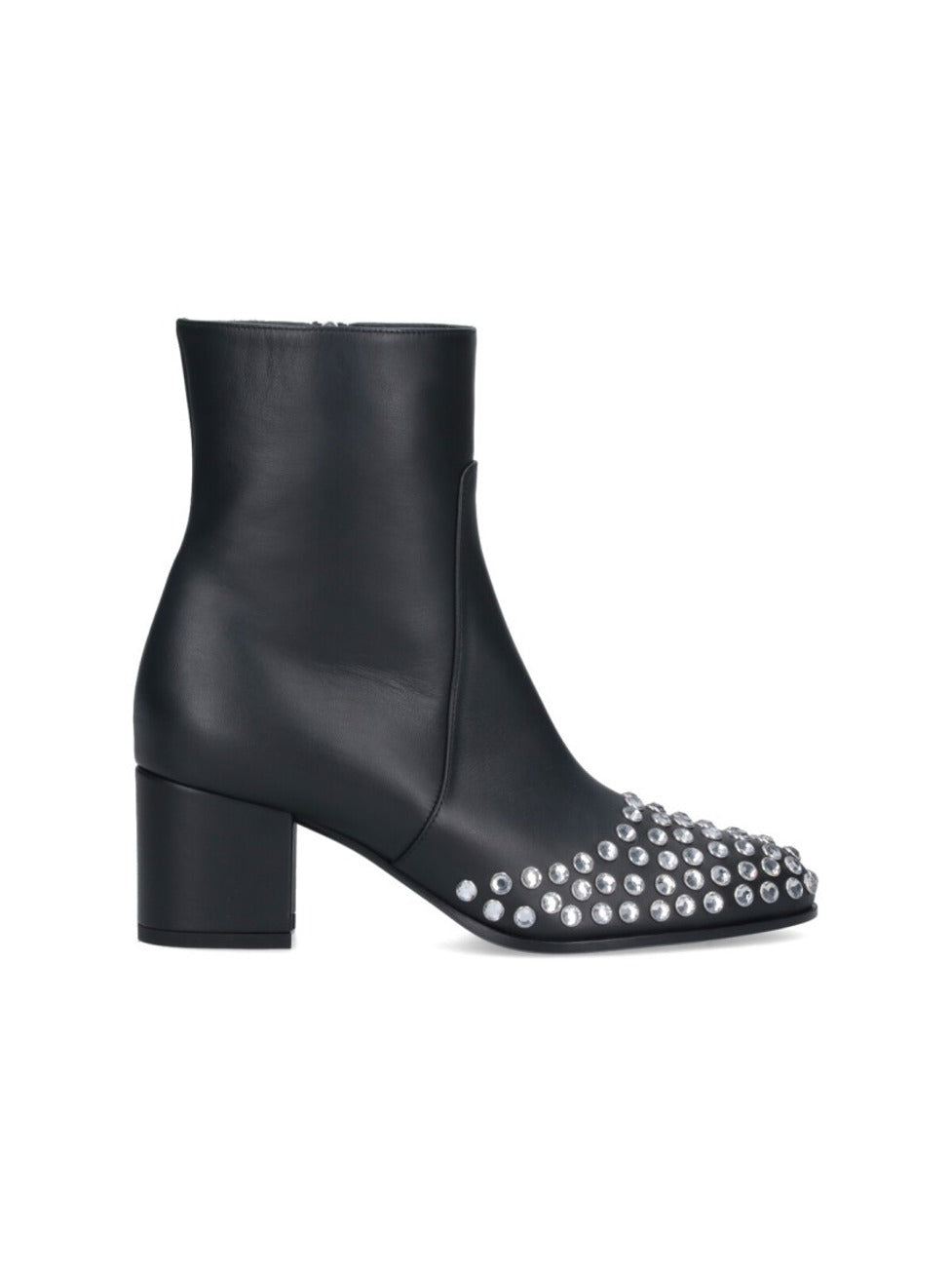 Ankle Boots With Silver Rhinestone Detailing