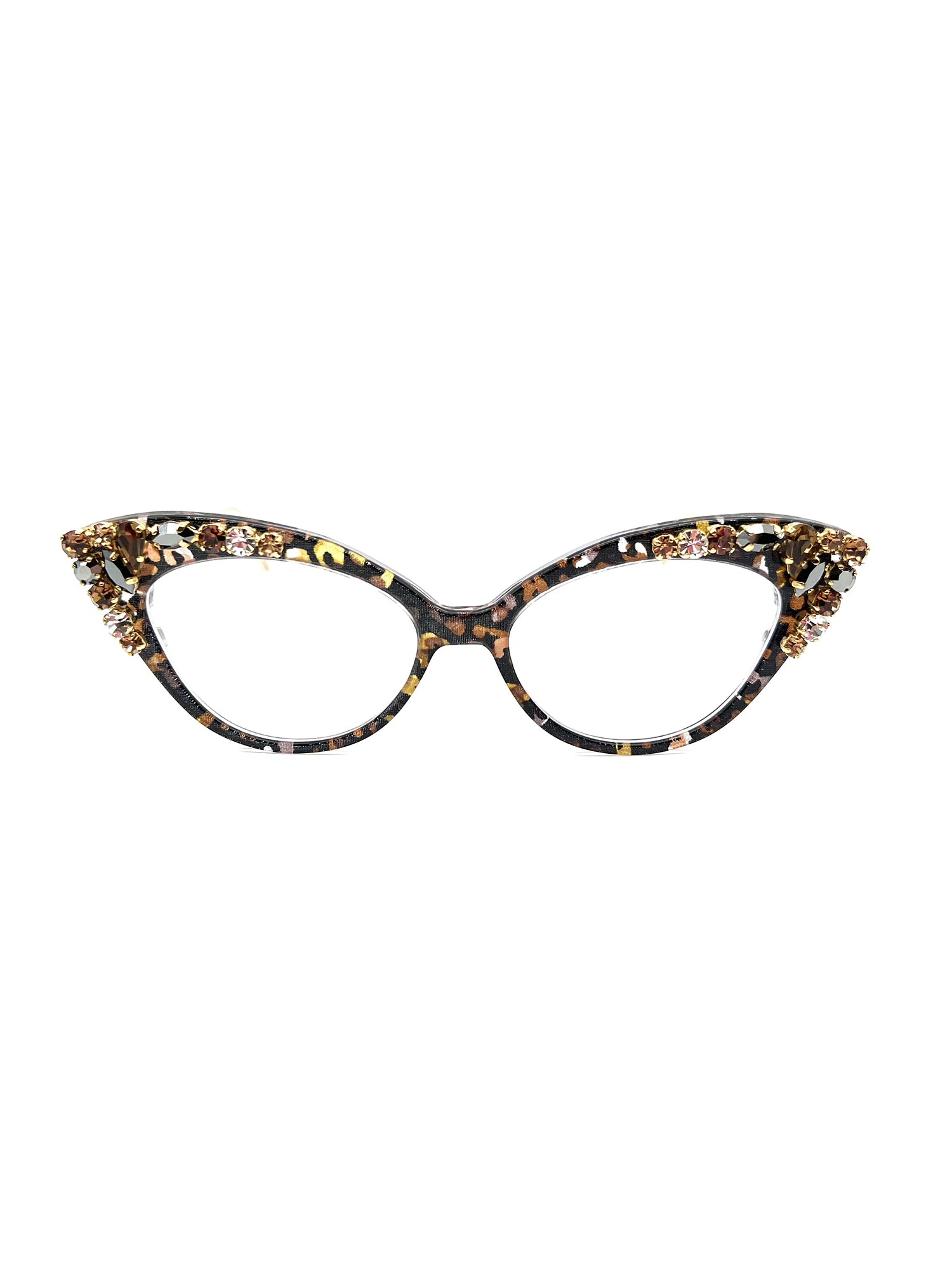 Cat-Eye Optical Frames with Bold Multi-Colored Pattern