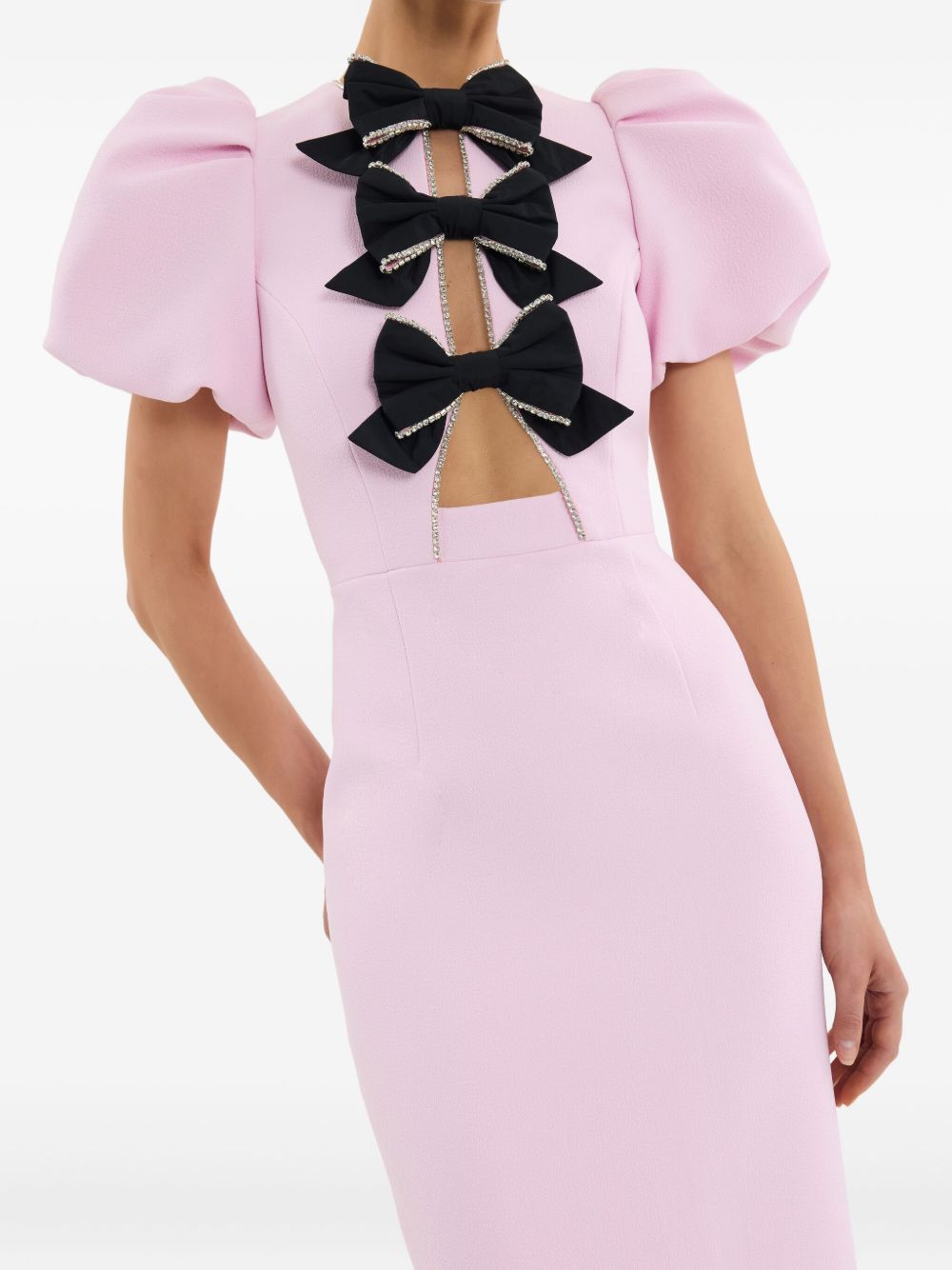 Midi-Length Fitted Dress with Cut-Out Front