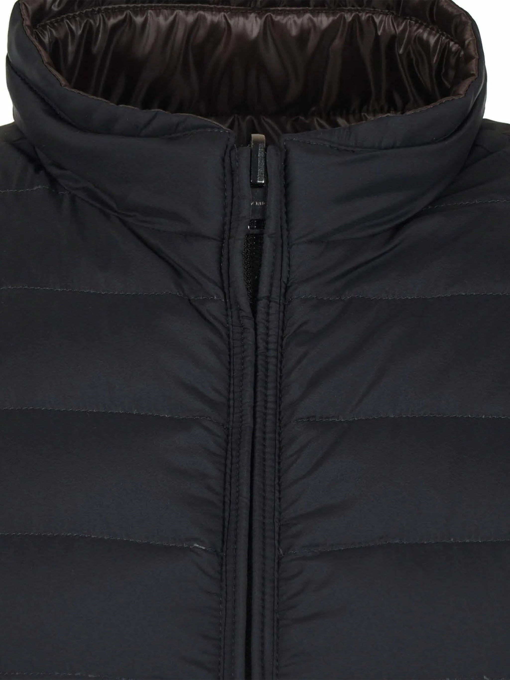 Brown Piumino Reversibile Smanicato Puffer Vest