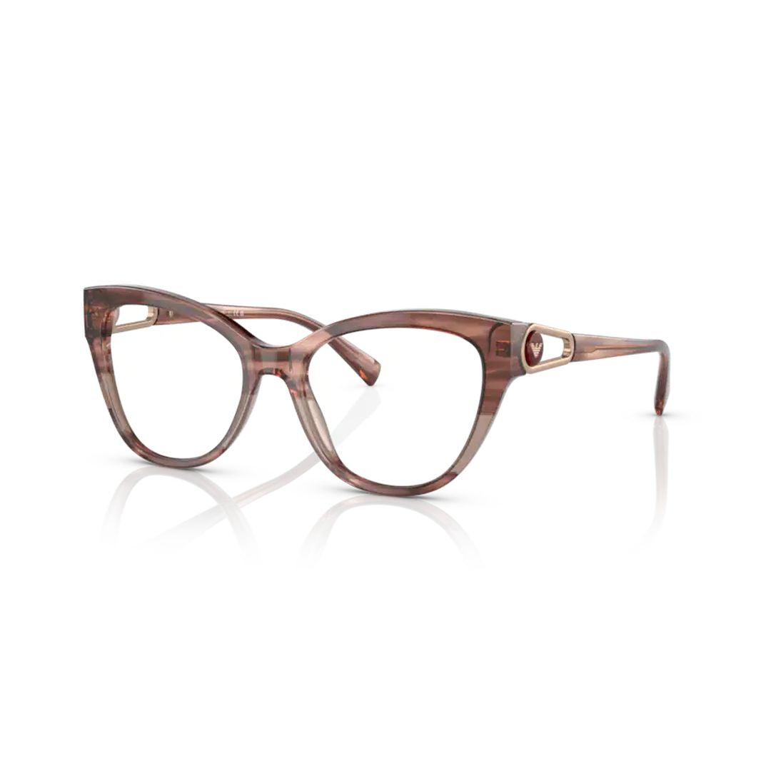 3212 Vista Translucent Brown Acetate Cat-Eye Eyeglasses with Gold Accents