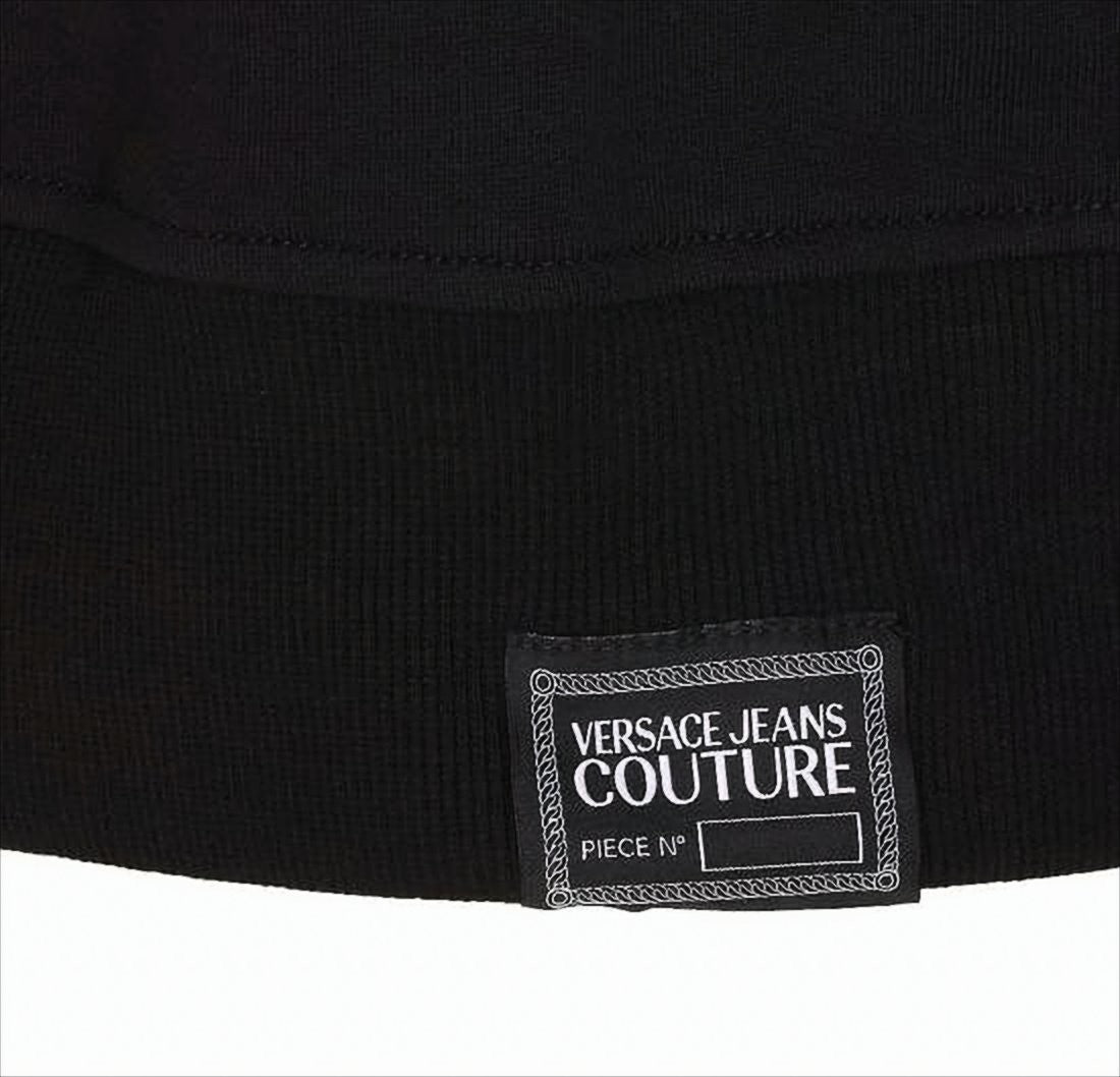 Baroque Patterned Black Hoodie with Gold Accents