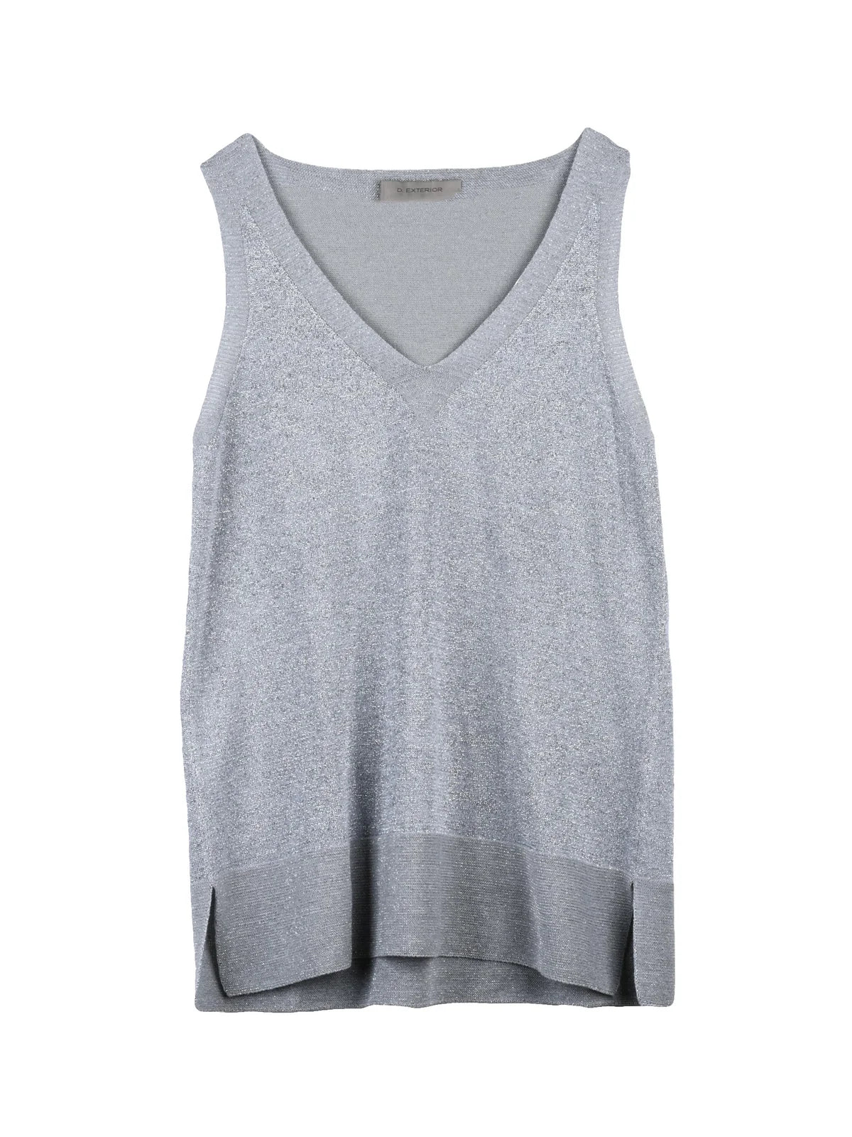 Silver Cotton Viscose Polyester Polyamide Metallic Top