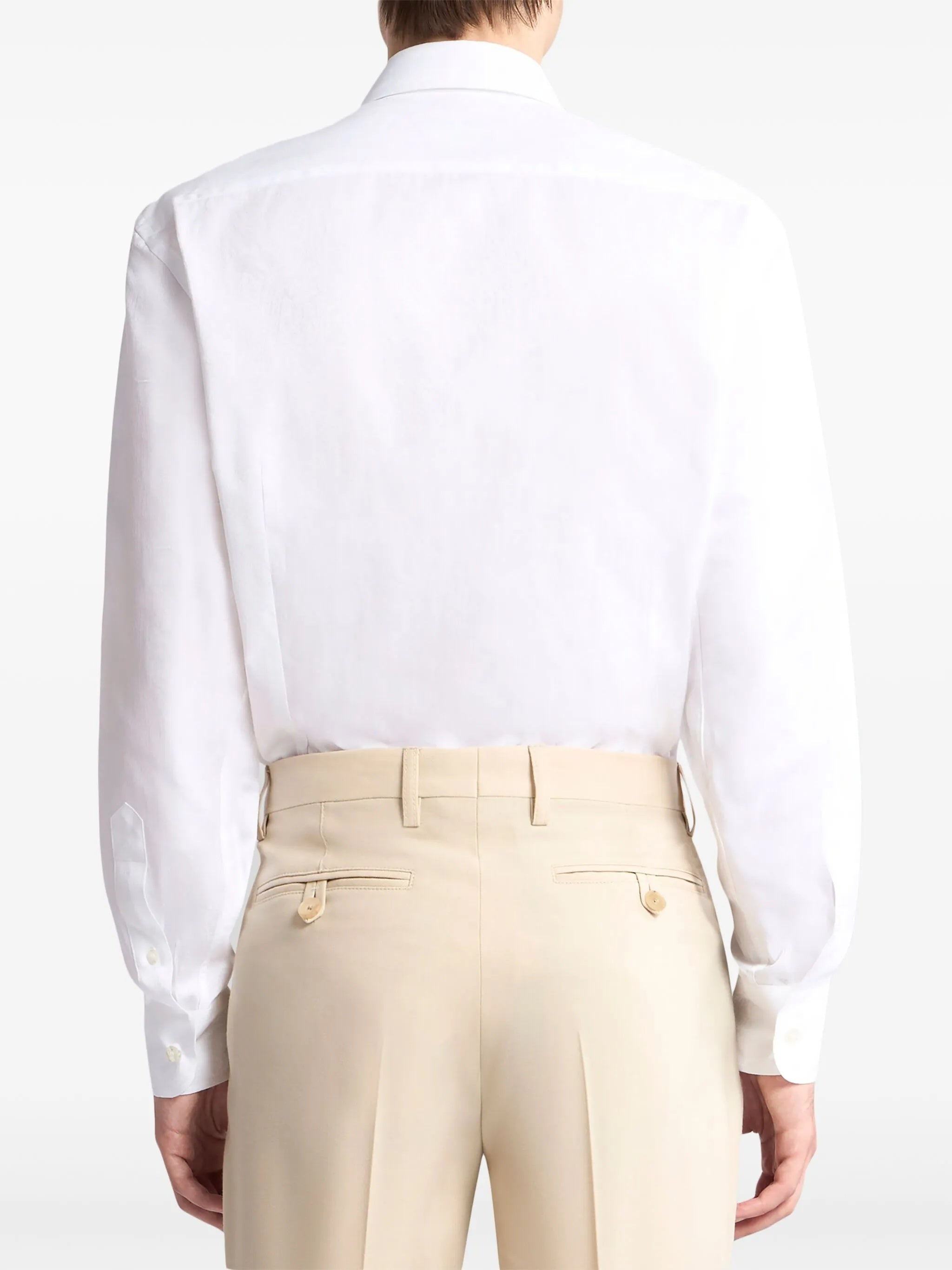White Roma Classic Long-Sleeve Cotton Shirt