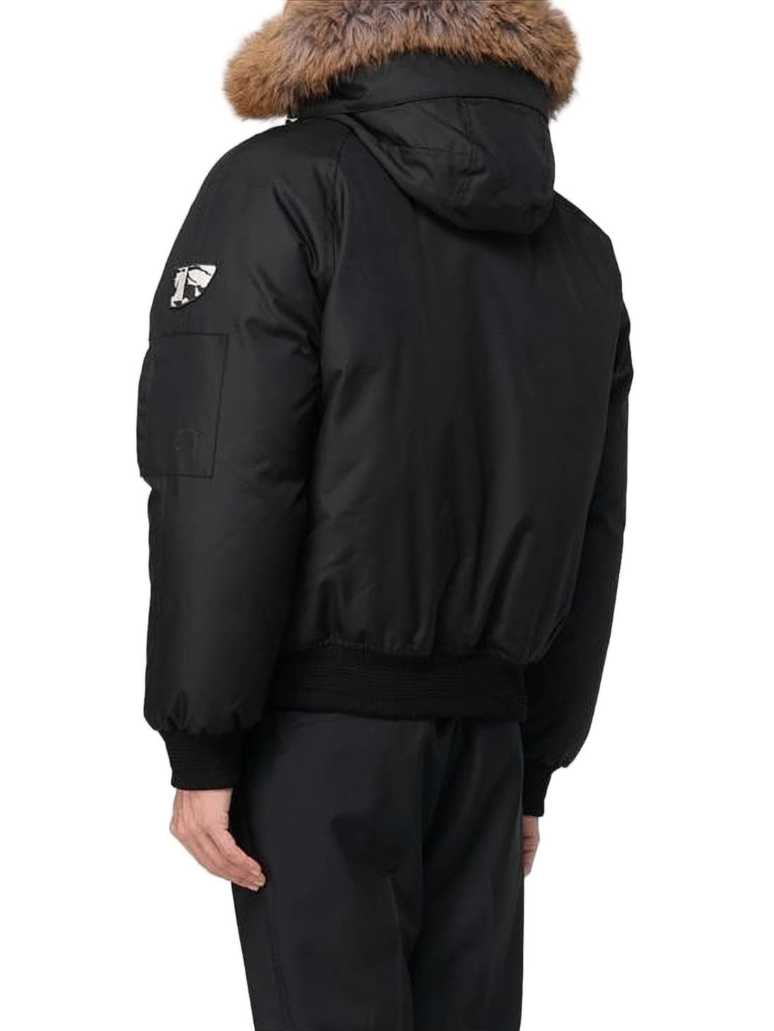 Insulated Black Padded Jacket with Fur-Trimmed Hood