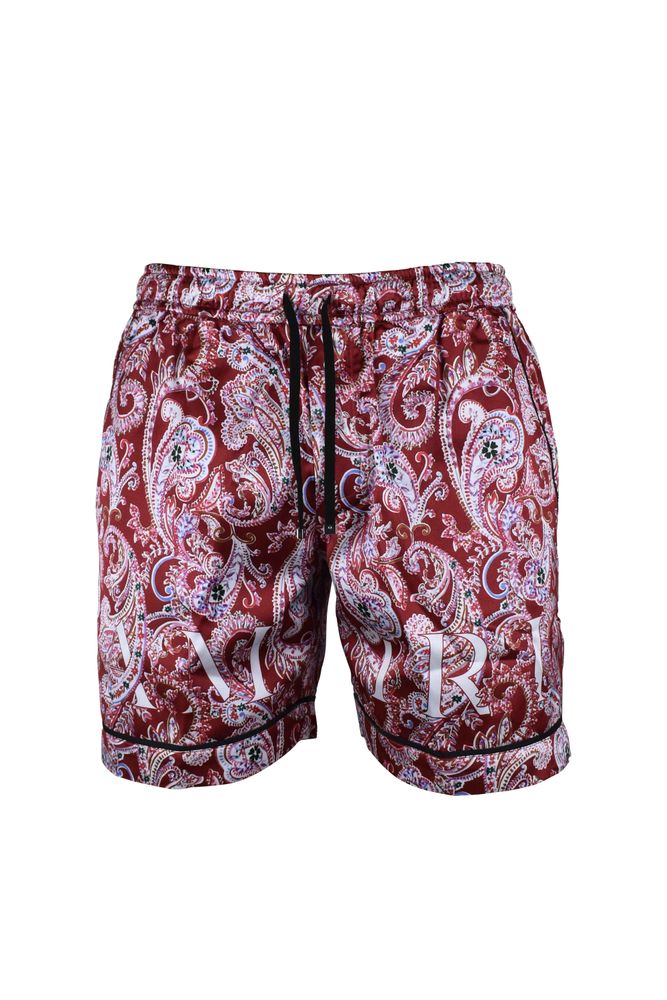 Red Viscose Shorts With Bandana Print