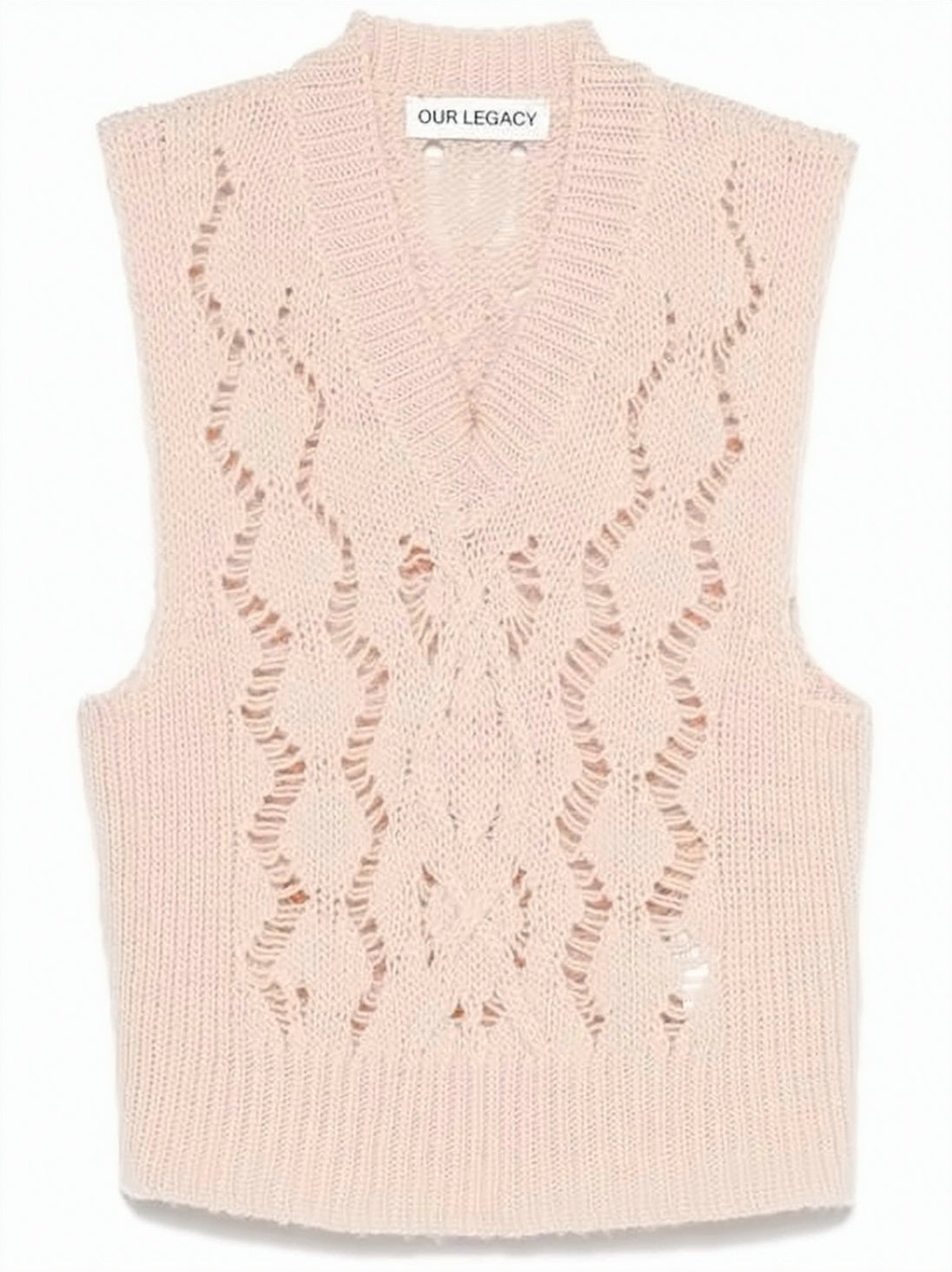 Openwork Knitted Vest with Cropped Fit