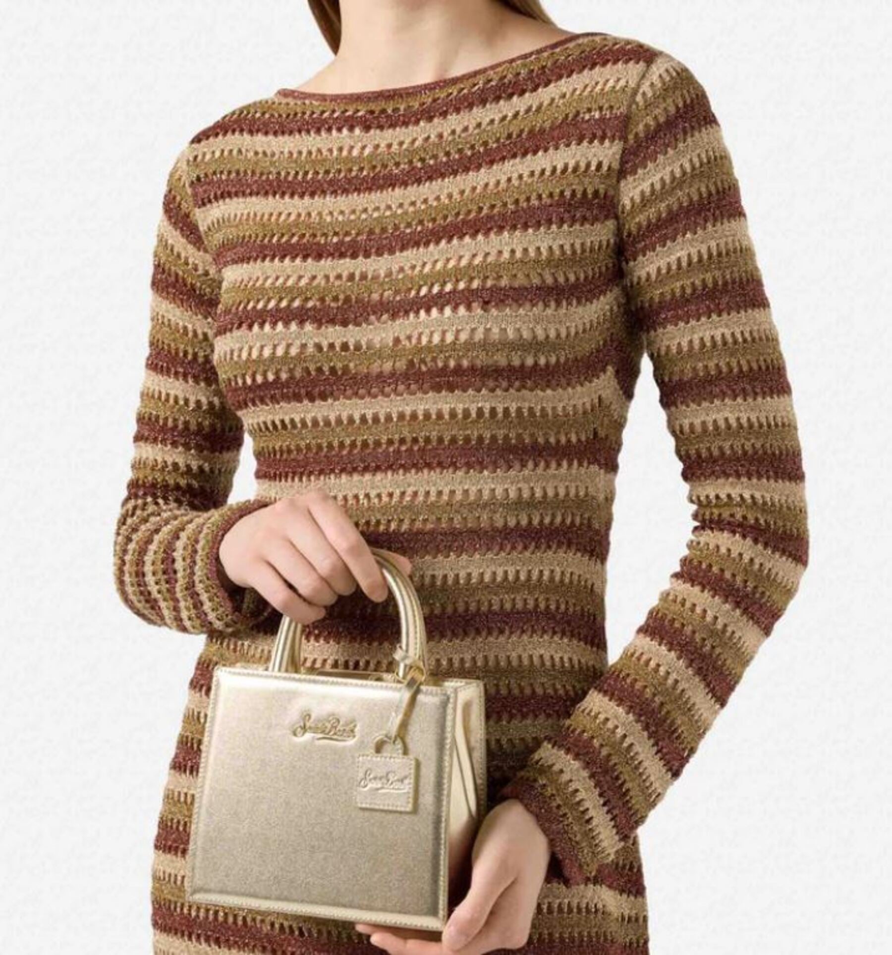 Small Structured Handbag with Metallic Gold Finish