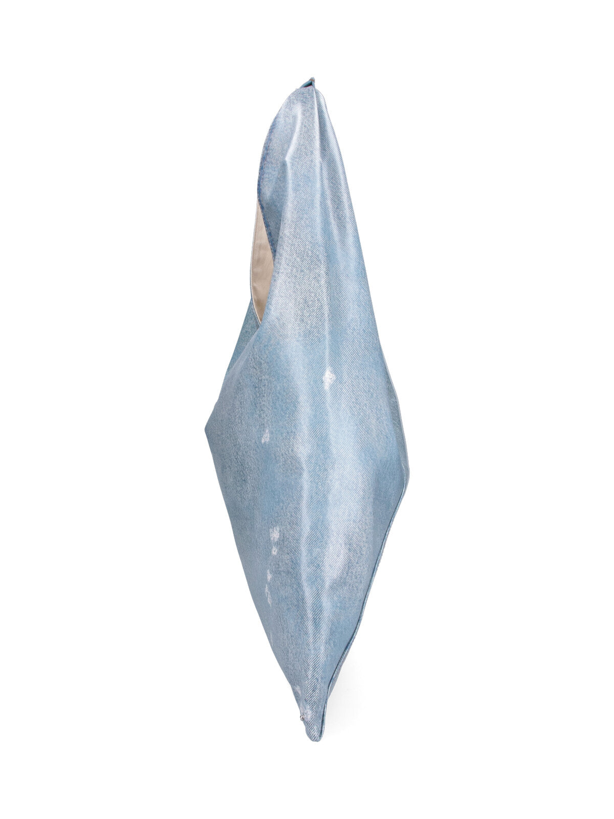 Triangular Denim-Effect Bag with Structured Handle