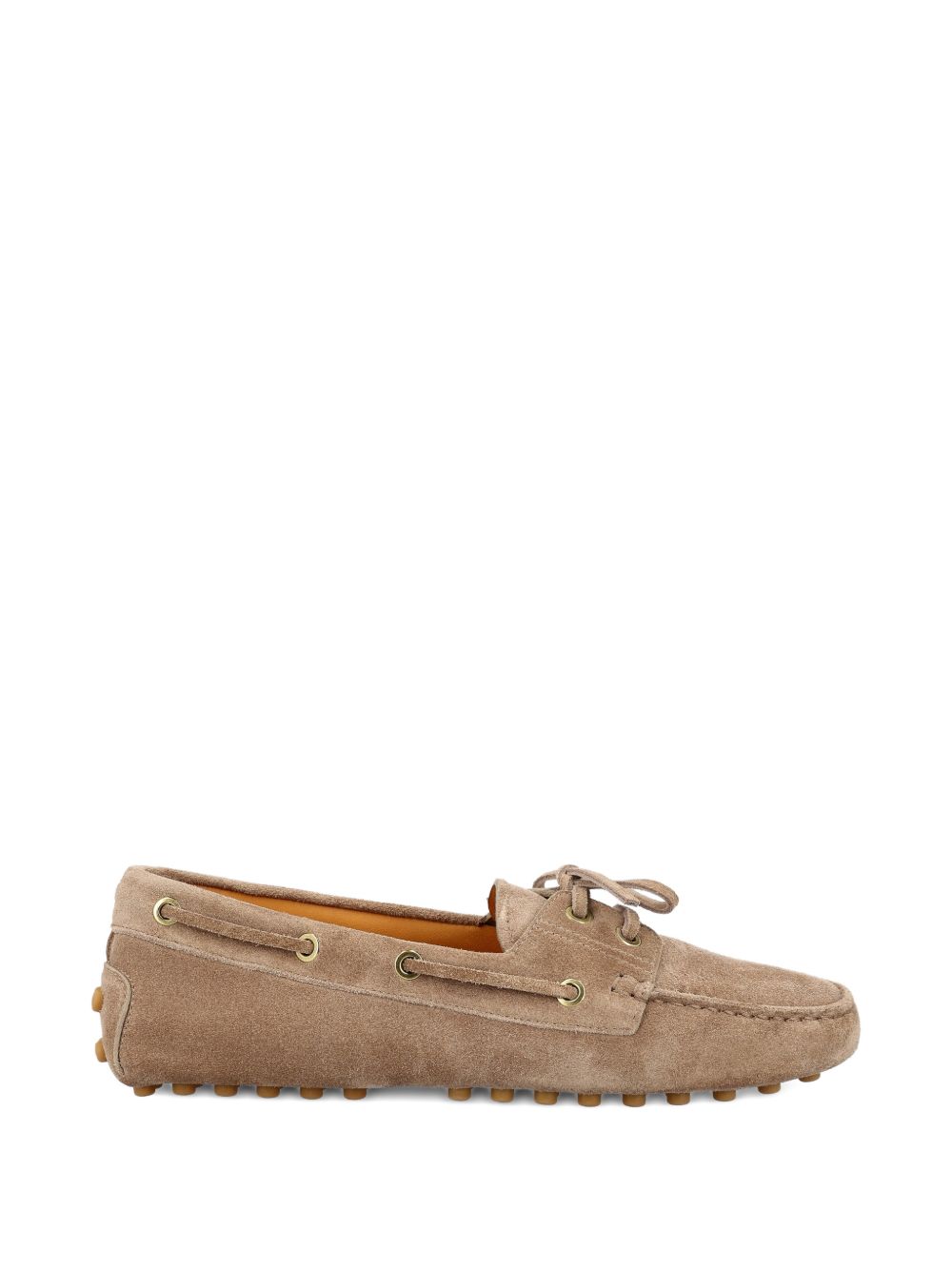 Suede Moccasin-Style Flats With Lace Detail