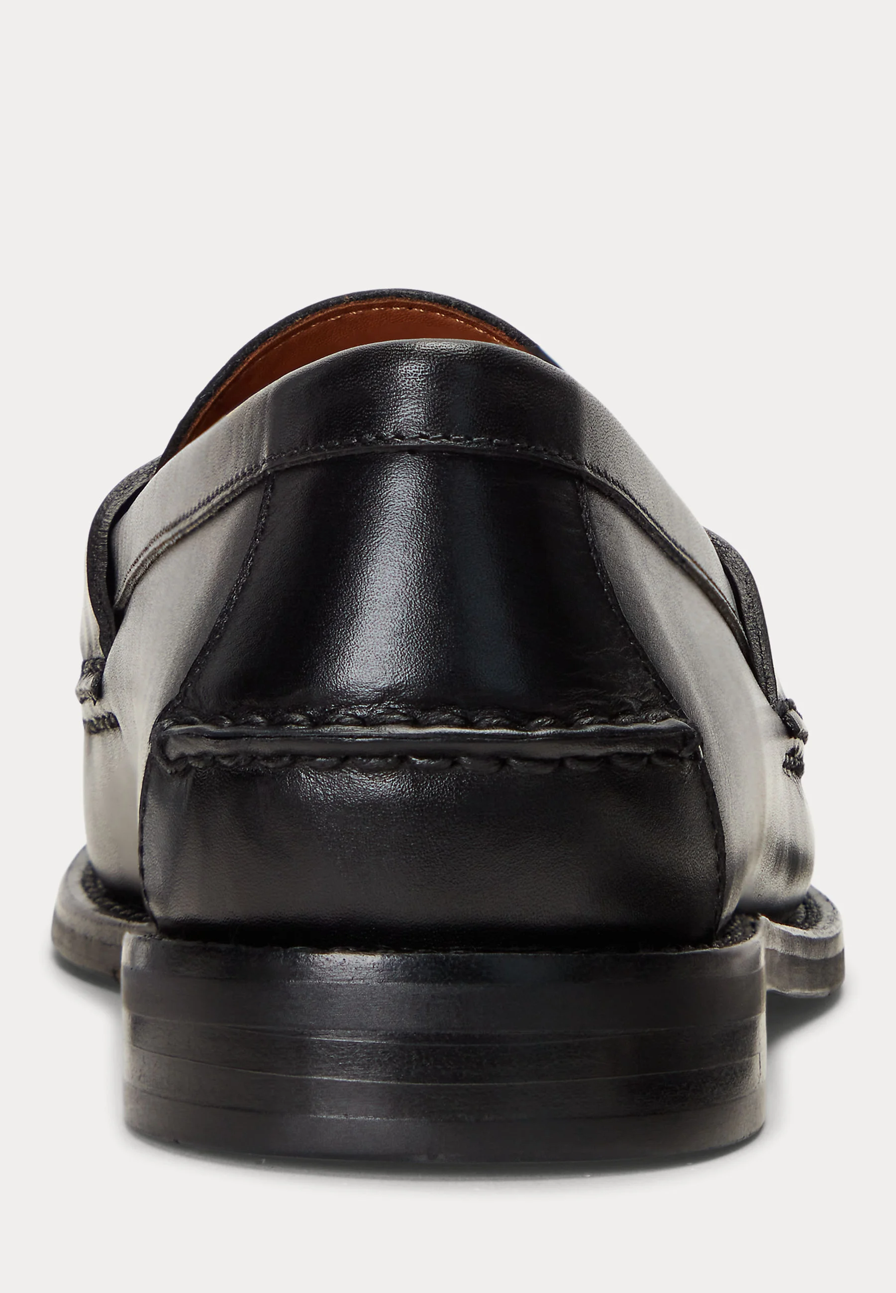 Black Leather Penny Loafers with Polished Finish