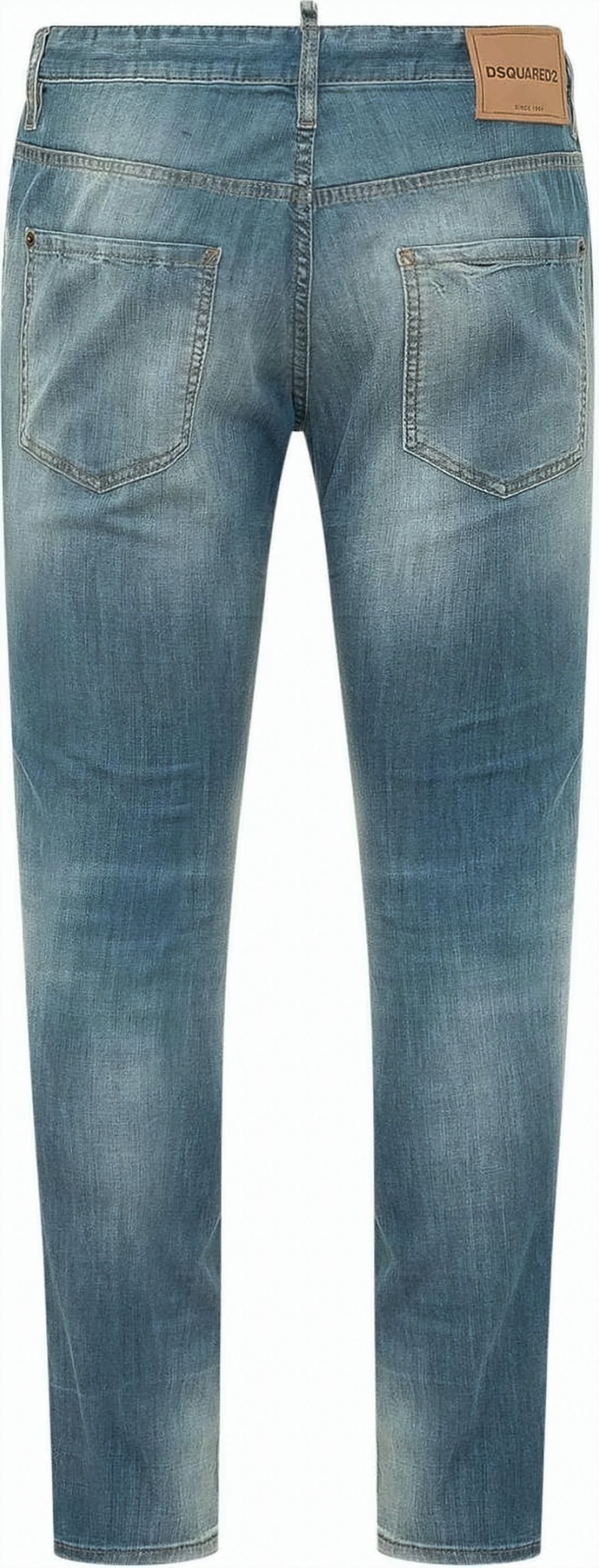 Blue Faded Wash Whiskering Denim Pants
