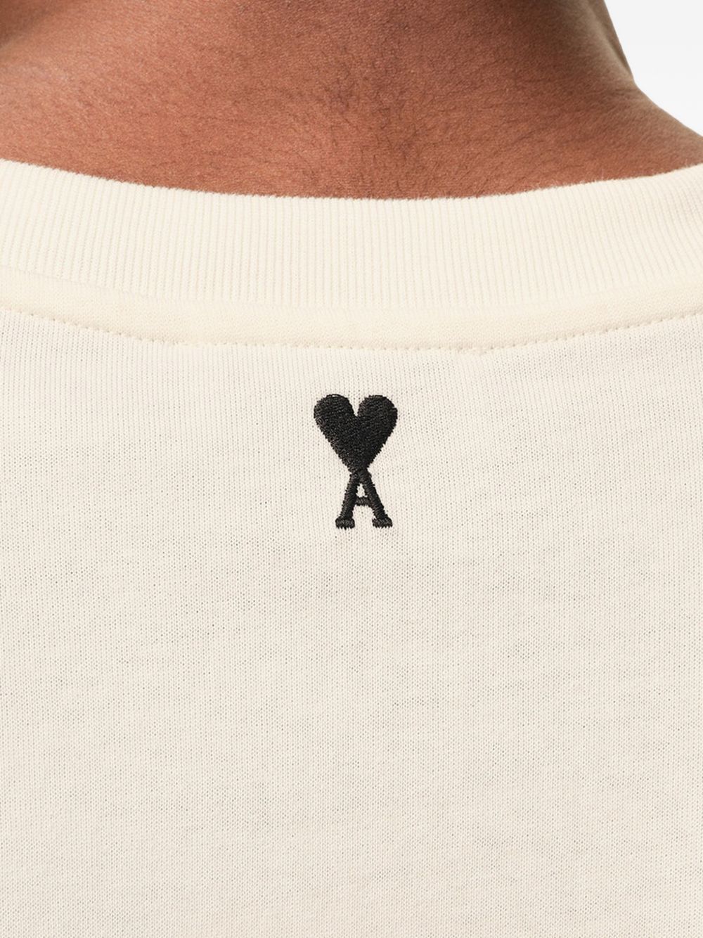 Boxy Fit Cream T-Shirt With Signature Print And Back Embroidery