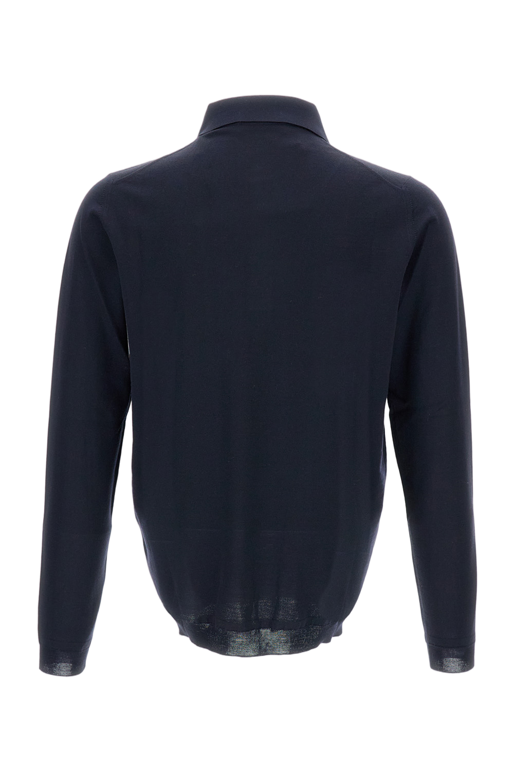 Embossed Logo High Neck Sweater In Blue Cotton Yarn