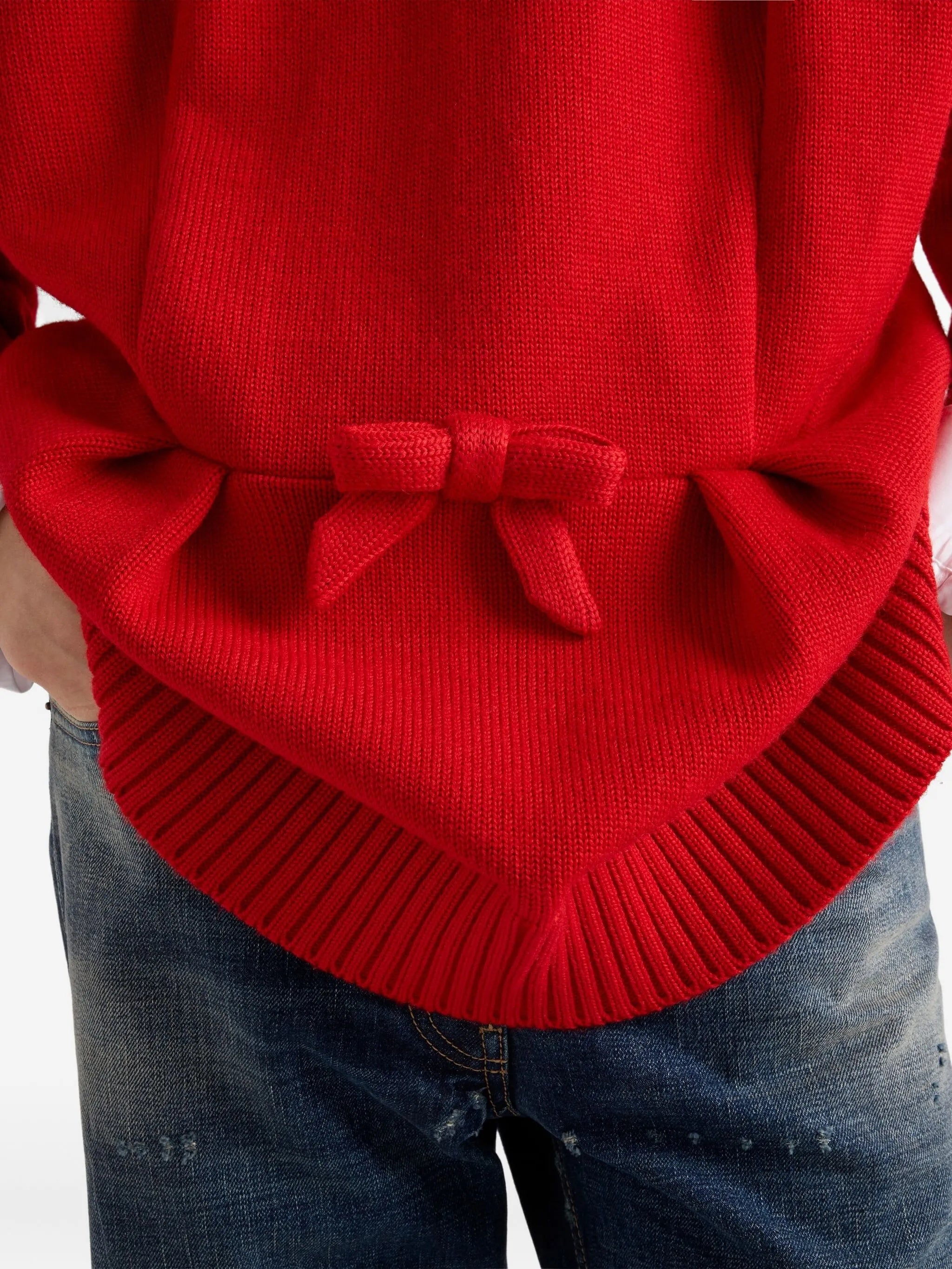 Vibrant Red Relaxed-Fit Knit Sweater