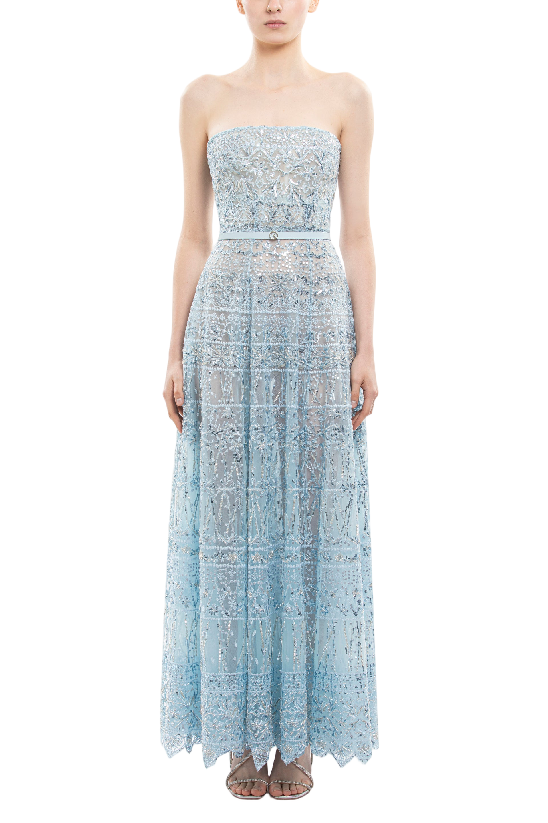 Strapless Beaded Tulle Dress