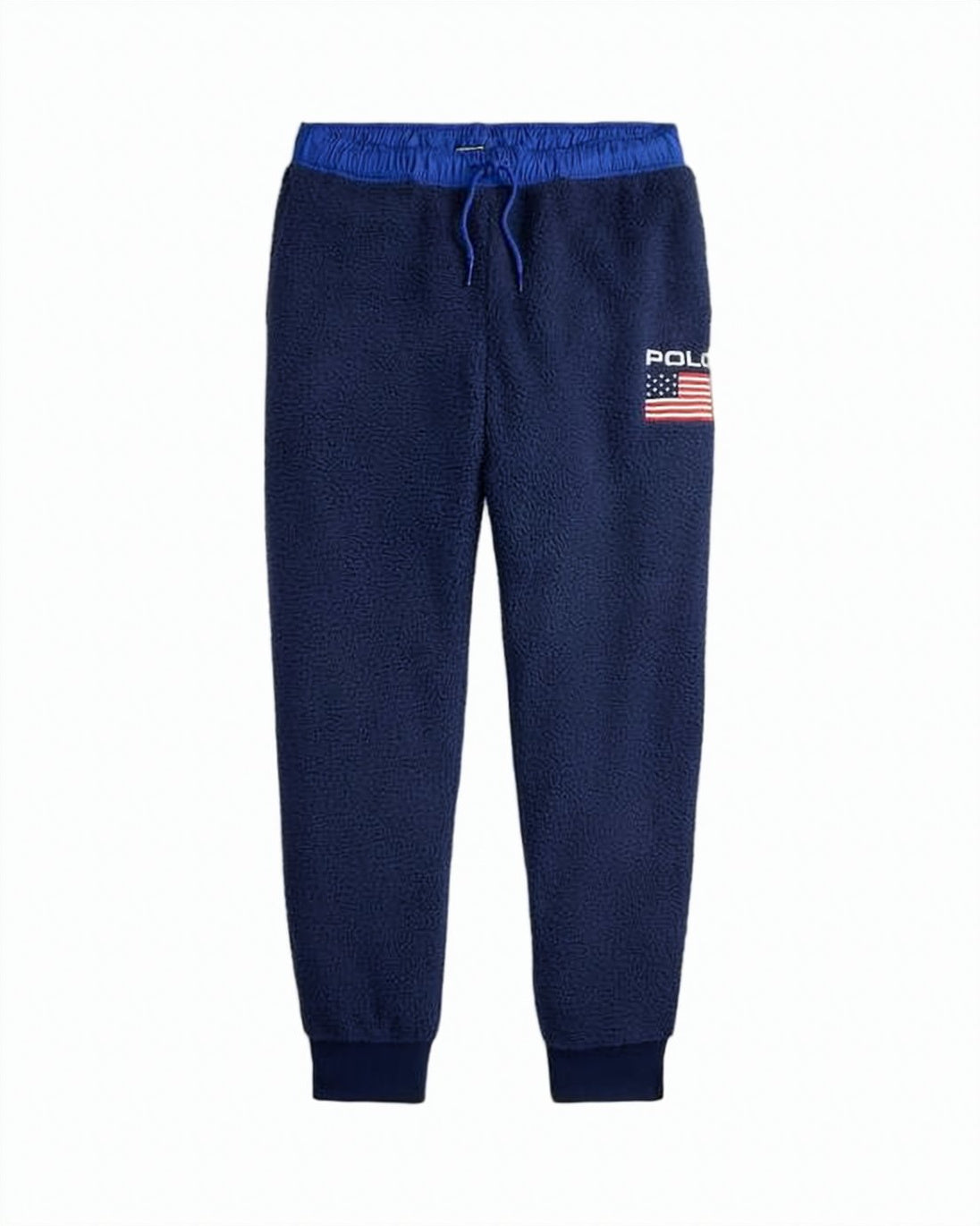 Textured Navy Pants with Contrasting Elastic Waistband