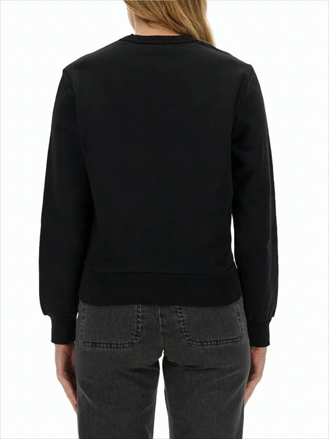 Long-Sleeve Black Top with Ribbed Cuffs