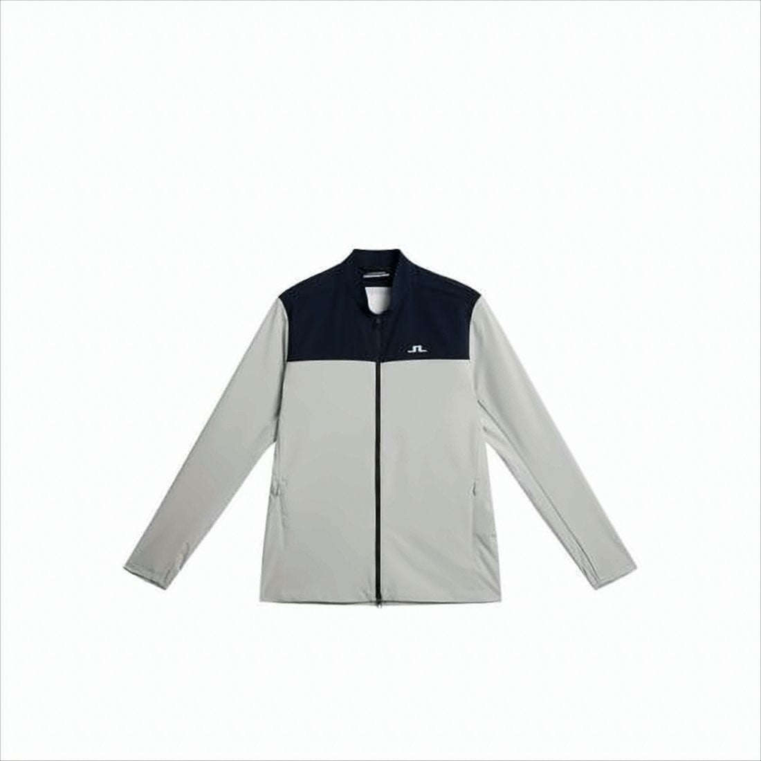 Light Grey Casual Jacket with Navy Geometric Pattern