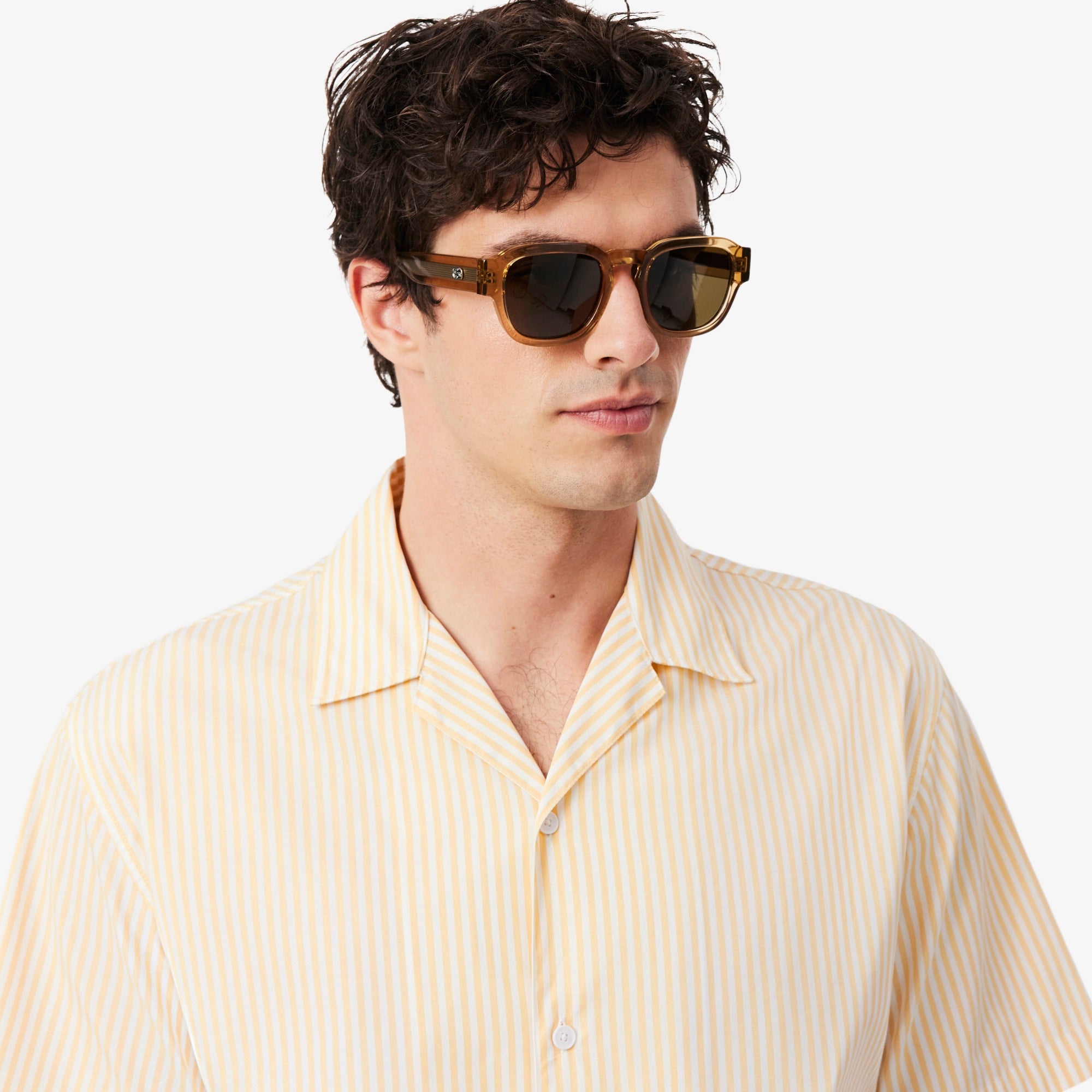 Short-Sleeve Camp Collar Shirt with Abstract Waves