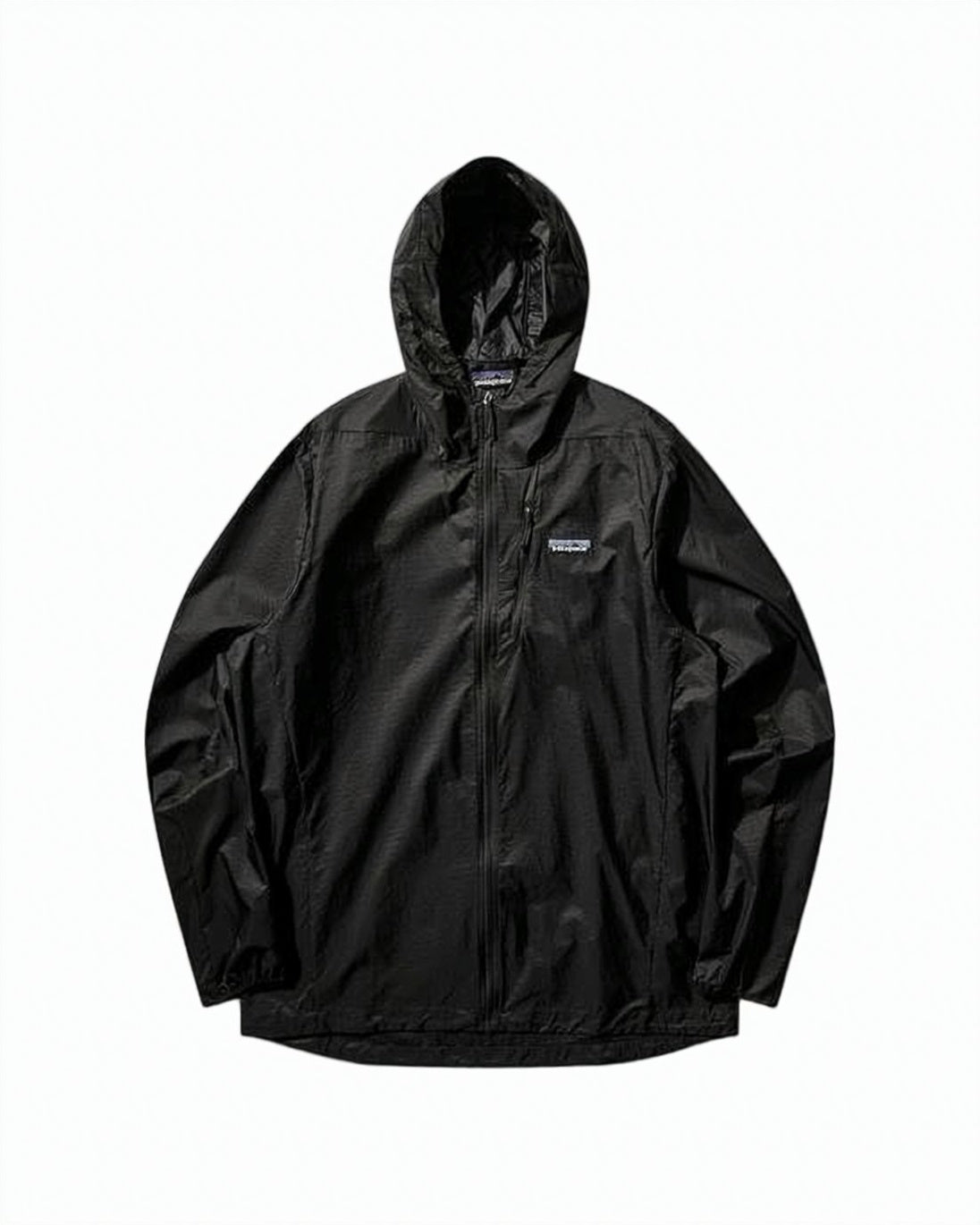 Minimalist Black Full-Zip Jacket With Hood And Zippered Pocket
