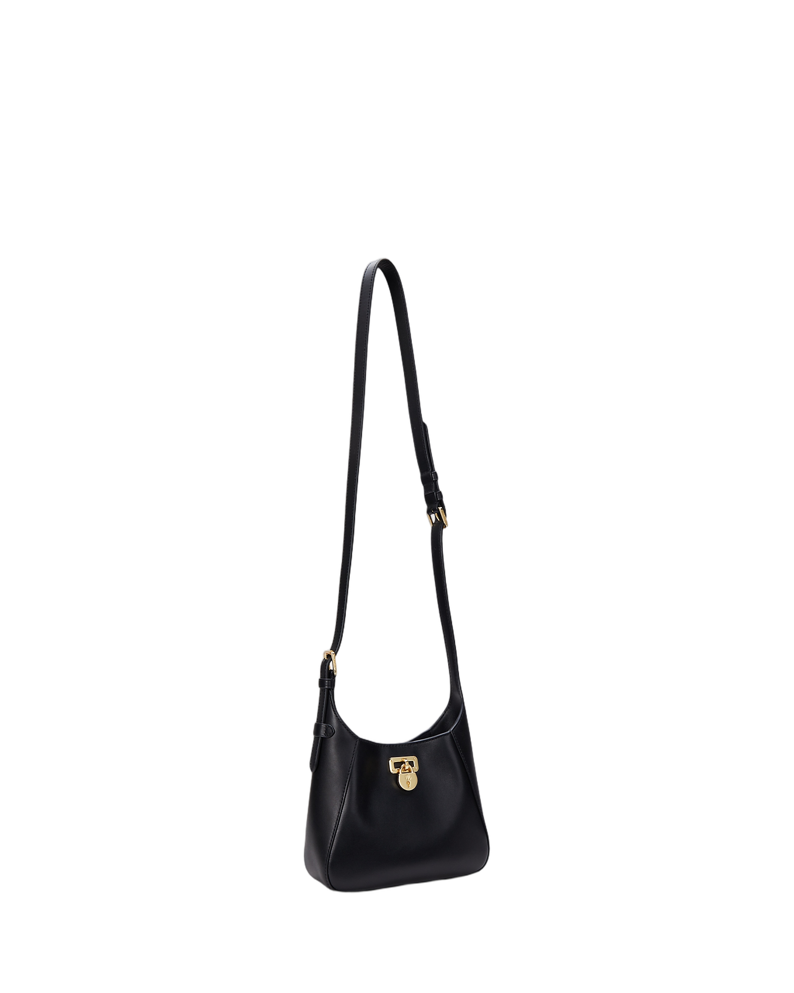 Compact Black Leather Shoulder Bag