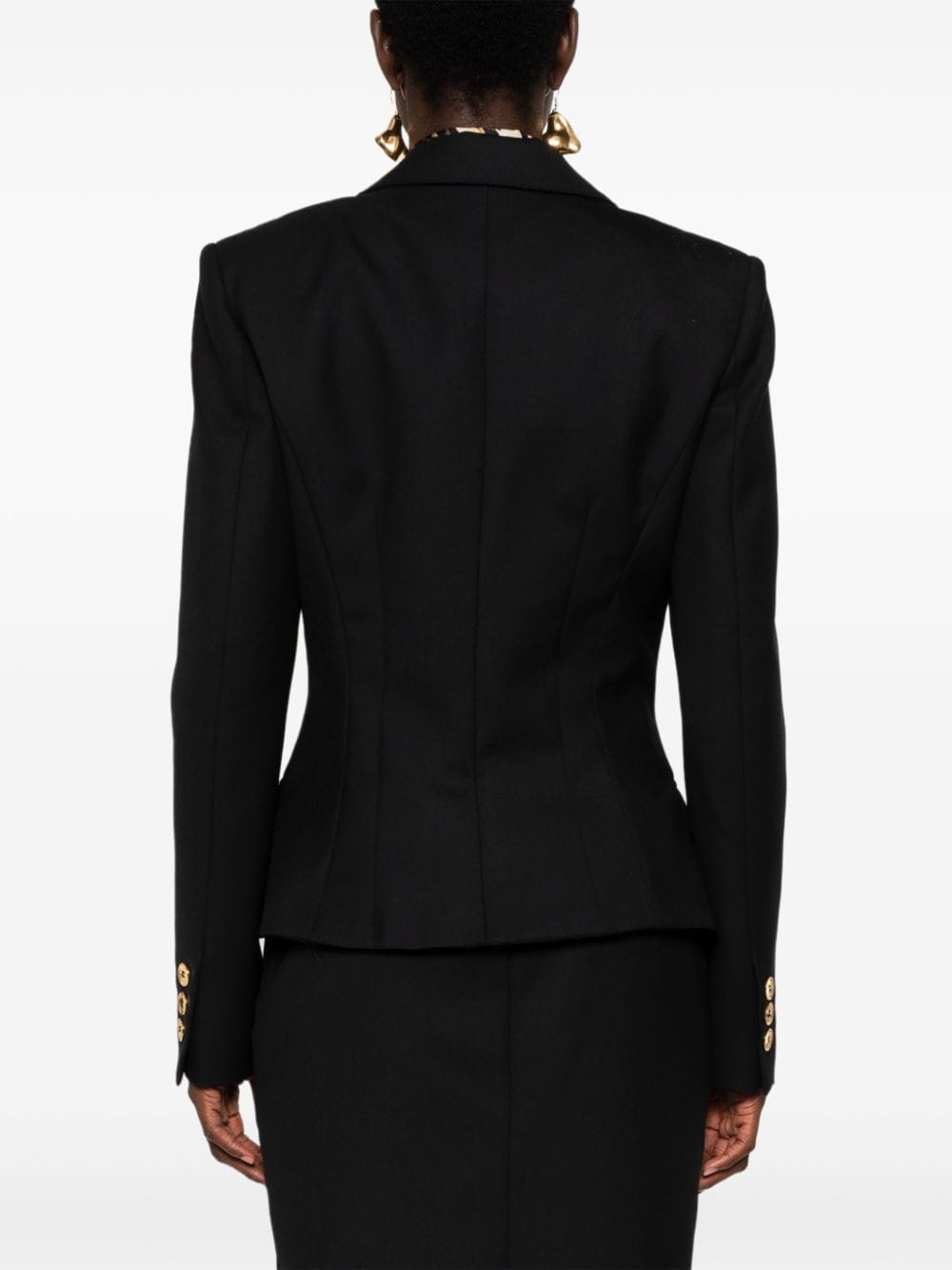 Structured Black Virgin Wool Gabardine Blazer