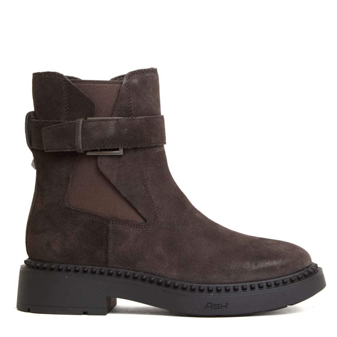 Brown Suede Beatles Boots with Decorative Buckle